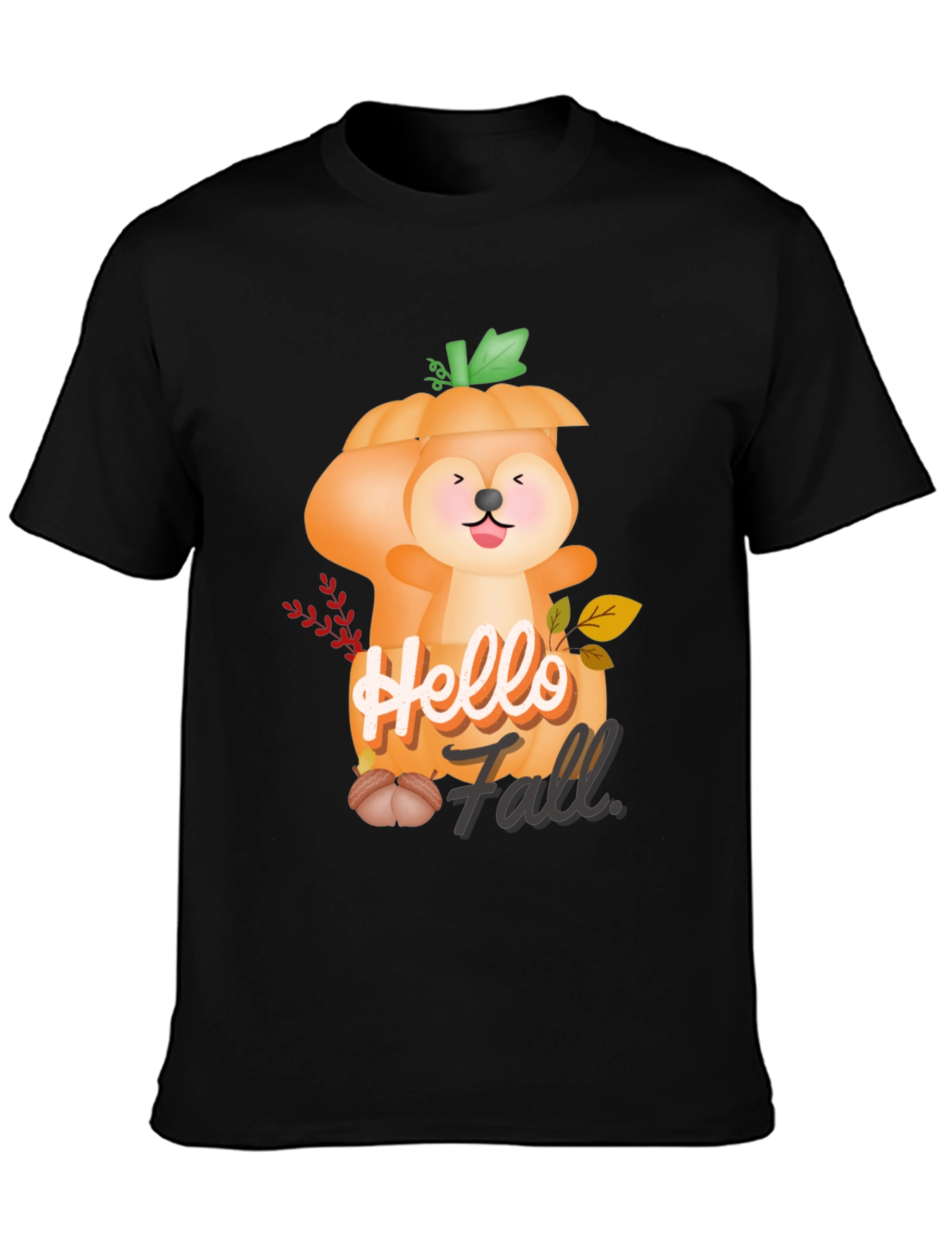Hello Fall Squirrel Pumpkin Tee