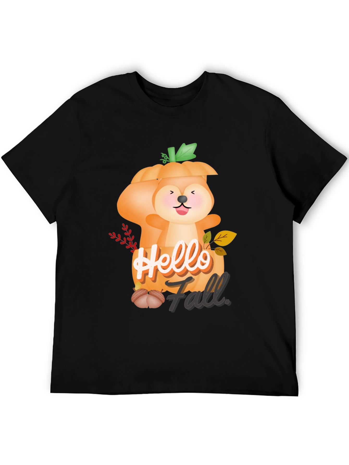Hello Fall Squirrel Pumpkin Tee