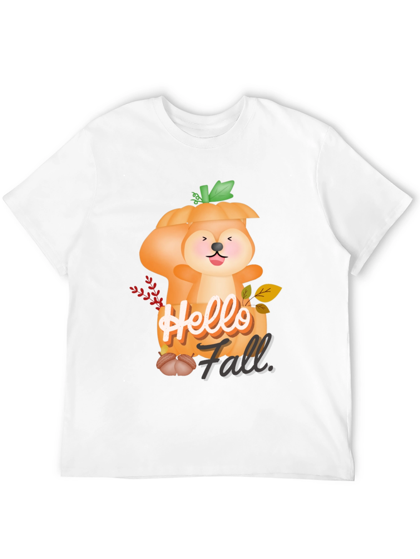 Hello Fall Squirrel Pumpkin Tee