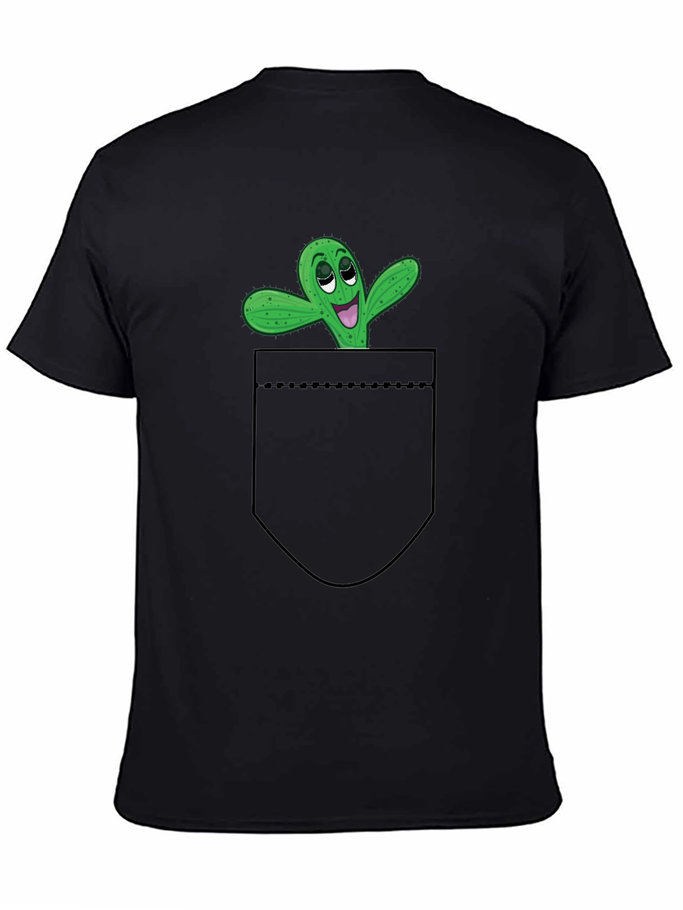 Funny Cactus Pocket T-Shirt - Novelty Graphic Tee