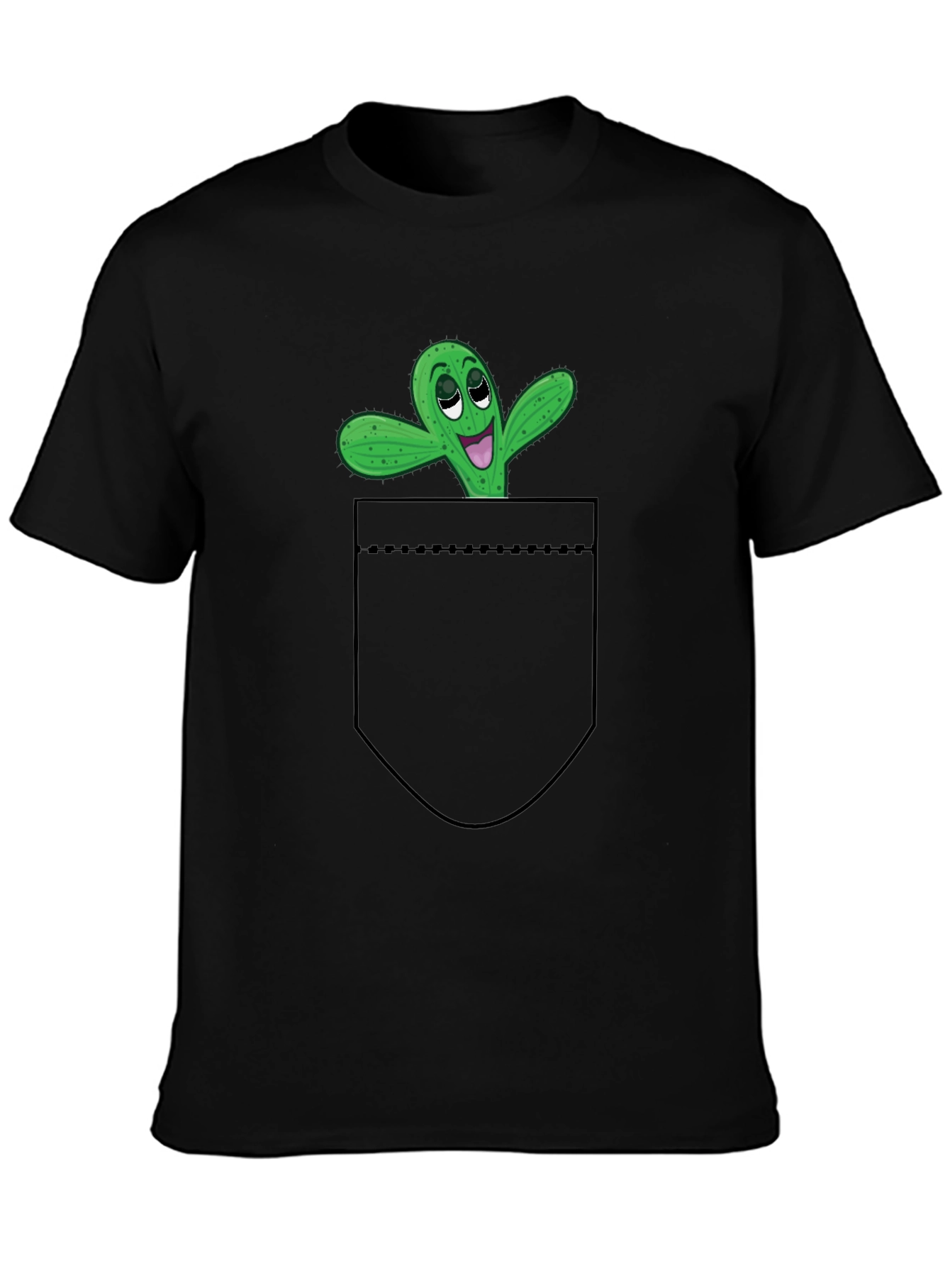 Funny Cactus Pocket T-Shirt - Novelty Graphic Tee