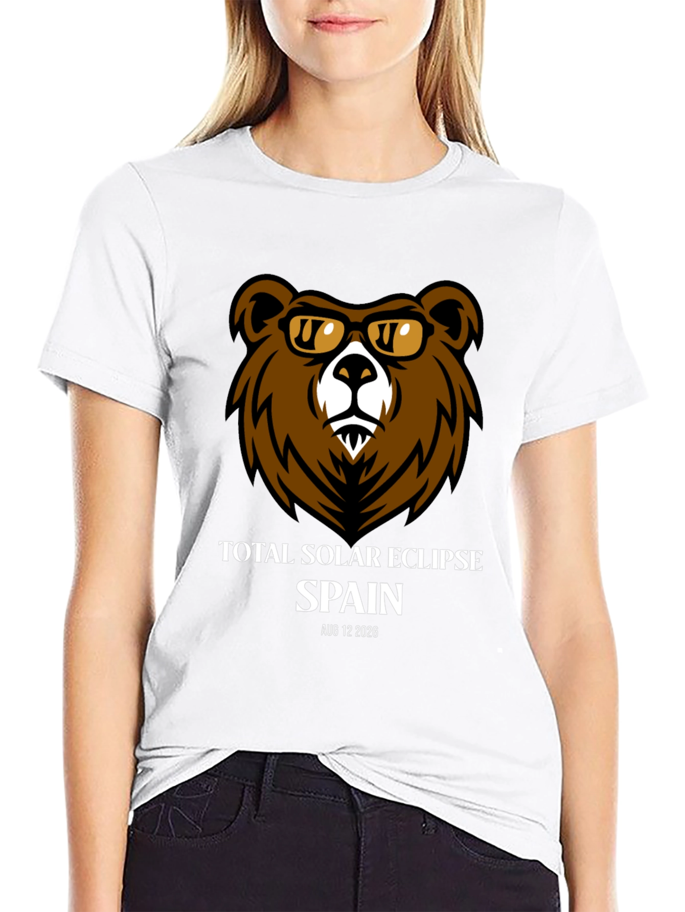 Total Solar Eclipse Spain 2026 Bear T-Shirt