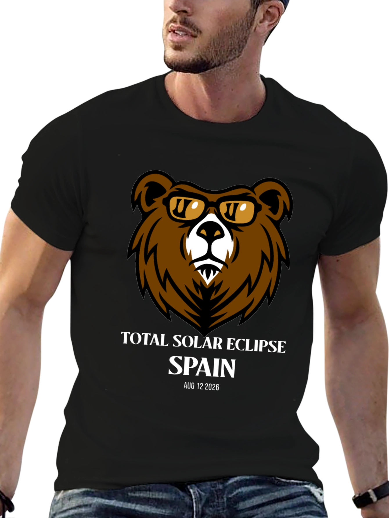 Total Solar Eclipse Spain 2026 Bear T-Shirt