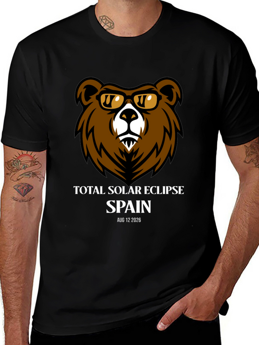 Total Solar Eclipse Spain 2026 Bear T-Shirt