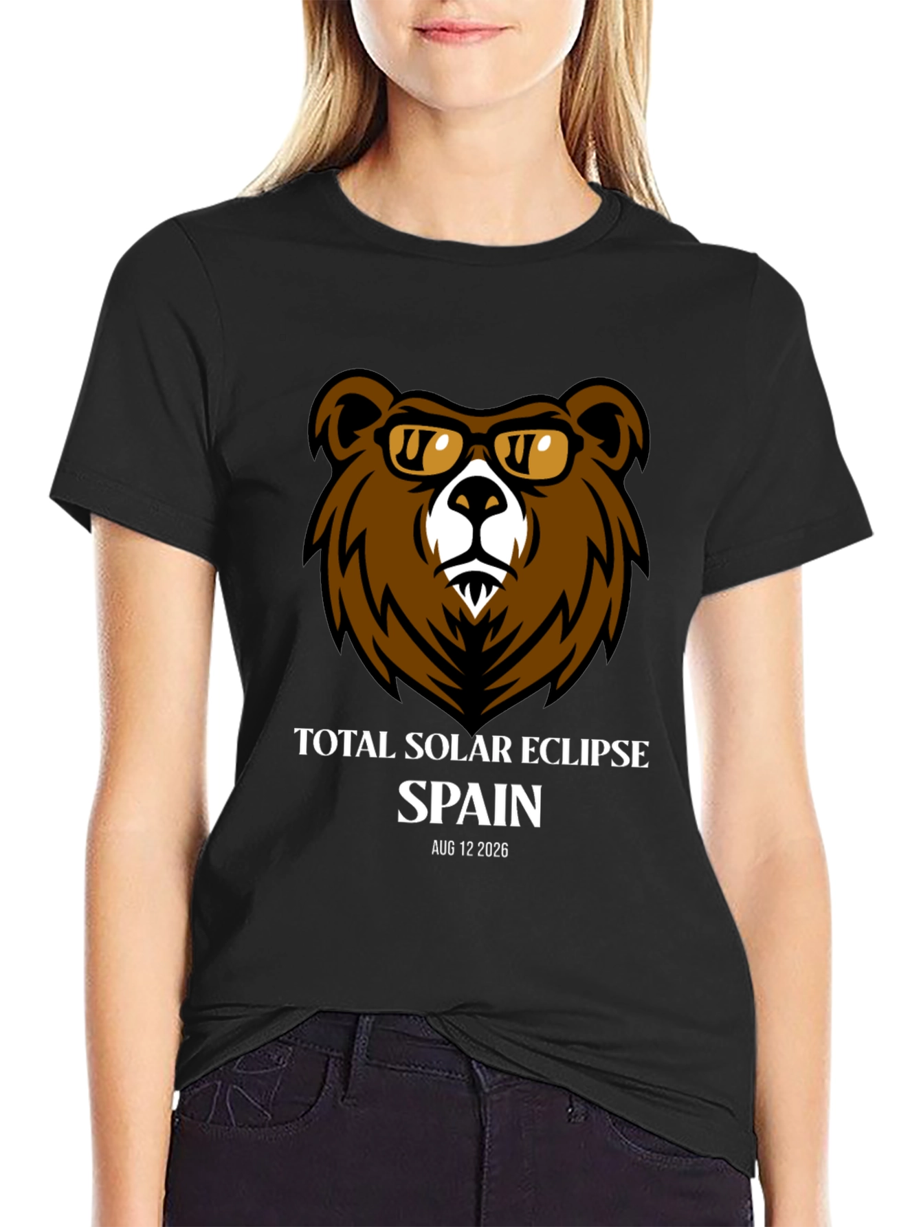 Total Solar Eclipse Spain 2026 Bear T-Shirt