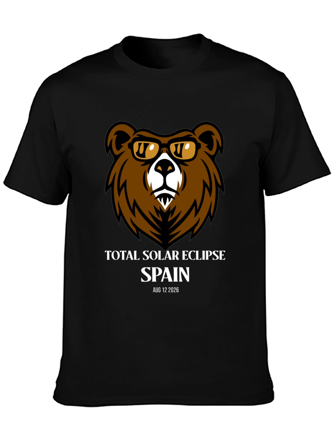 Total Solar Eclipse Spain 2026 Bear T-Shirt