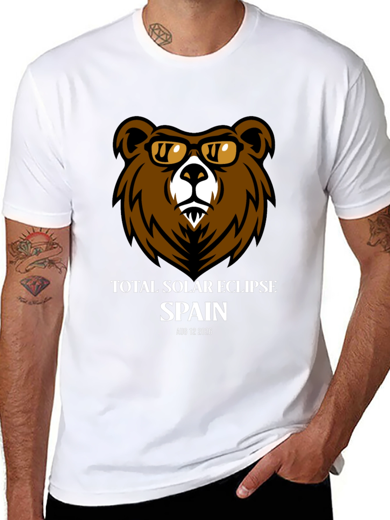 Total Solar Eclipse Spain 2026 Bear T-Shirt