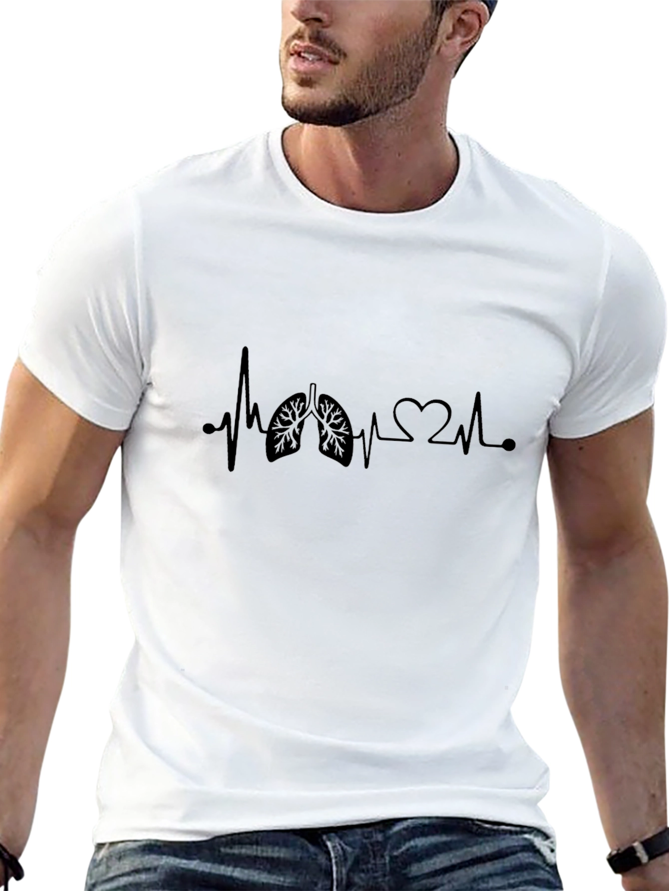 Heartbeat Lungs Graphic Tee - Black Casual Shirt