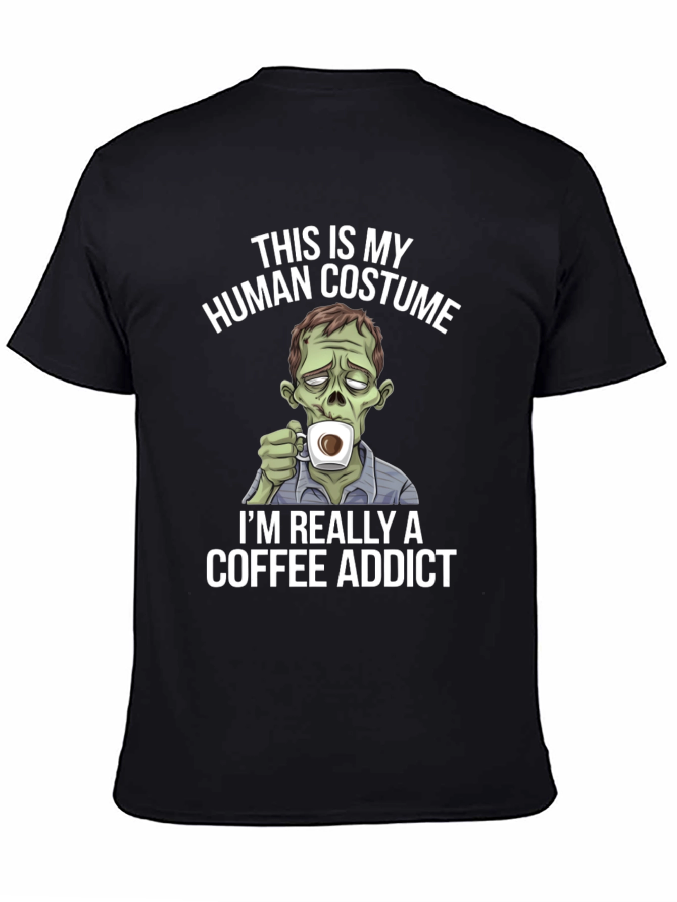 Zombie Coffee Addict Graphic Tee - Halloween Costume T-Shirt