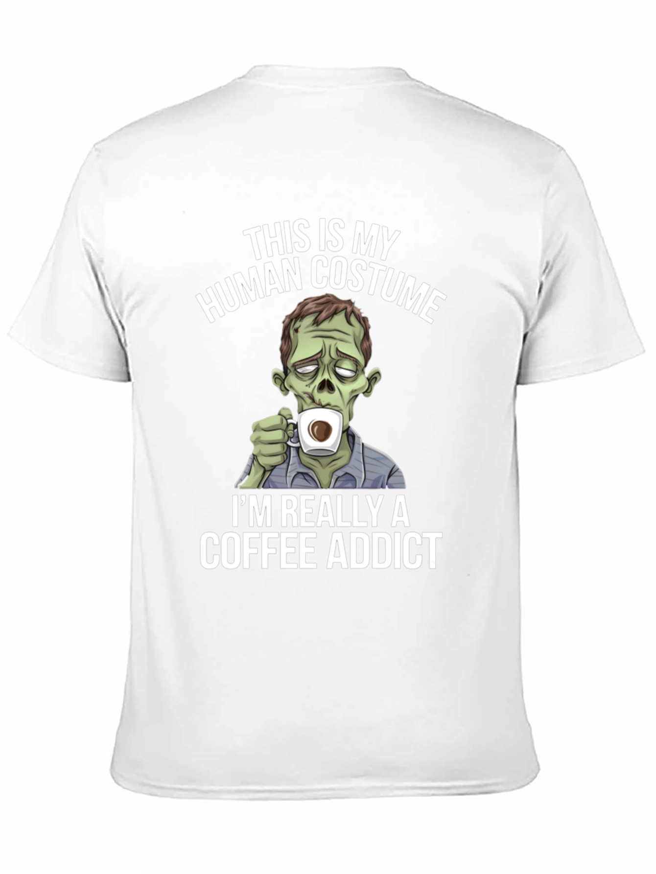 Zombie Coffee Addict Graphic Tee - Halloween Costume T-Shirt