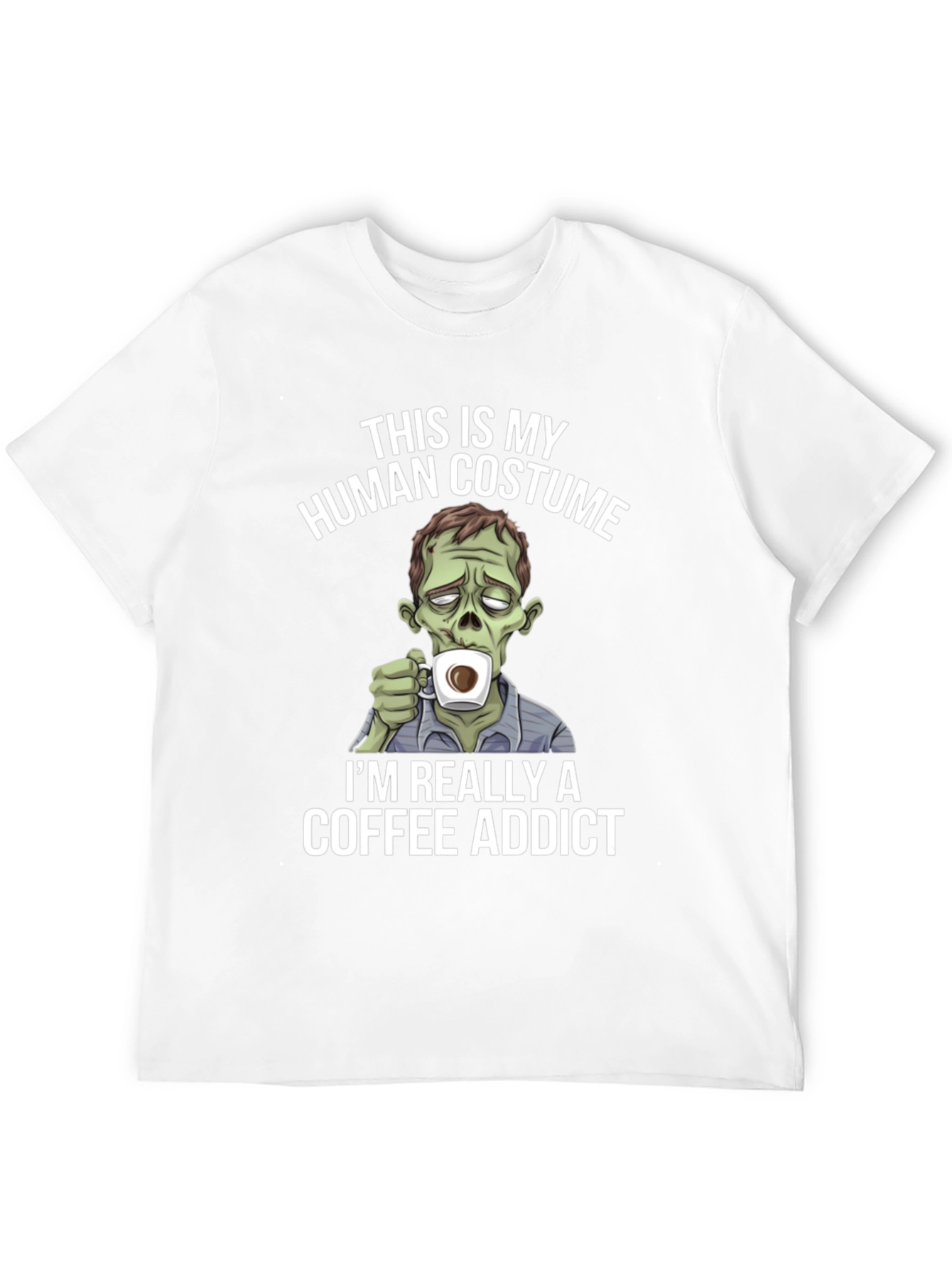 Zombie Coffee Addict Graphic Tee - Halloween Costume T-Shirt
