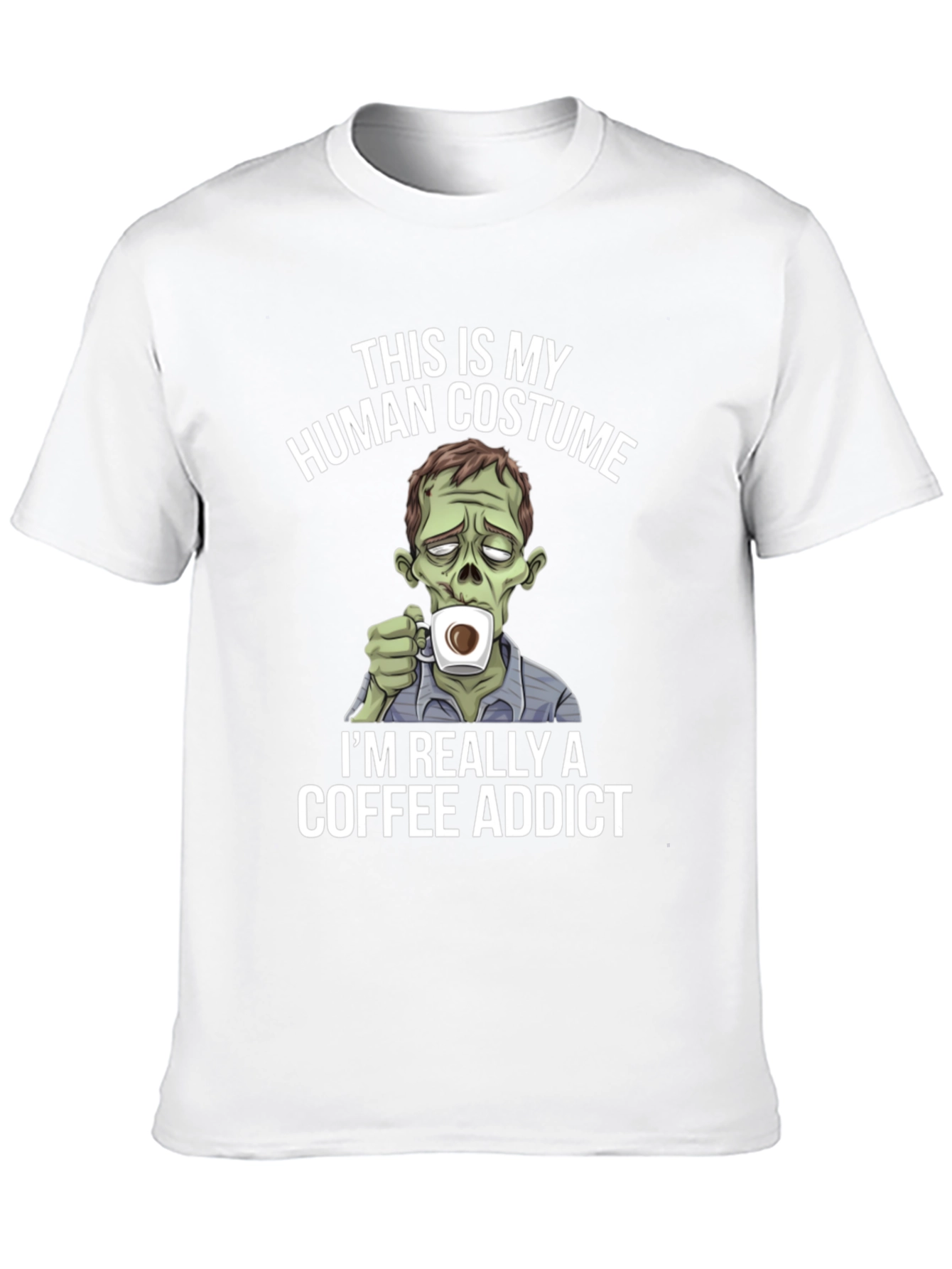Zombie Coffee Addict Graphic Tee - Halloween Costume T-Shirt