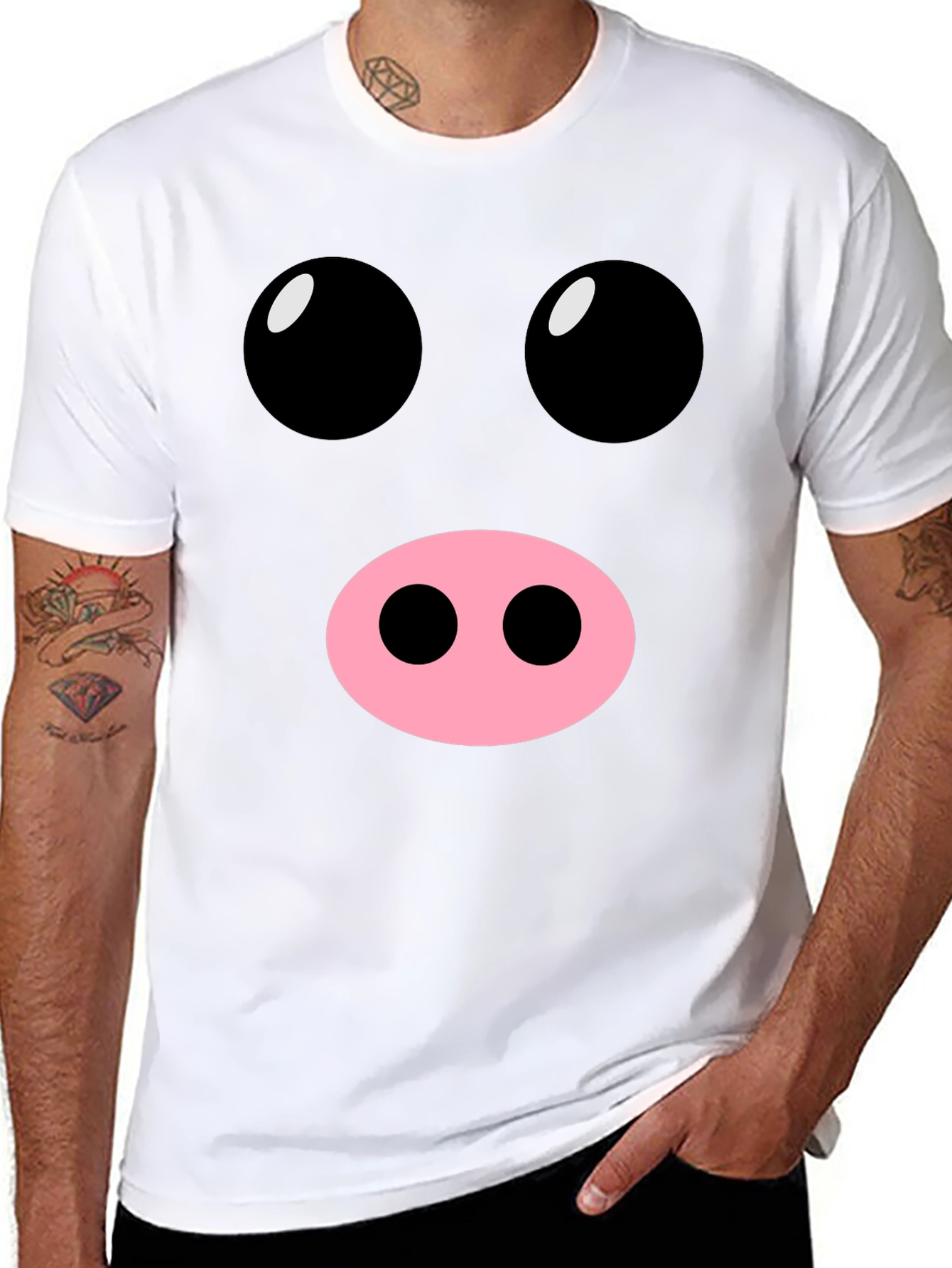 Funny Pig Face Black T-Shirt