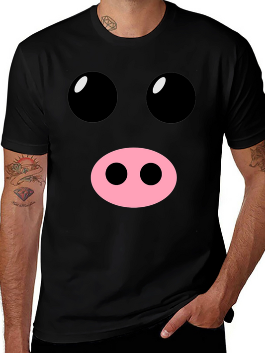 Funny Pig Face Black T-Shirt
