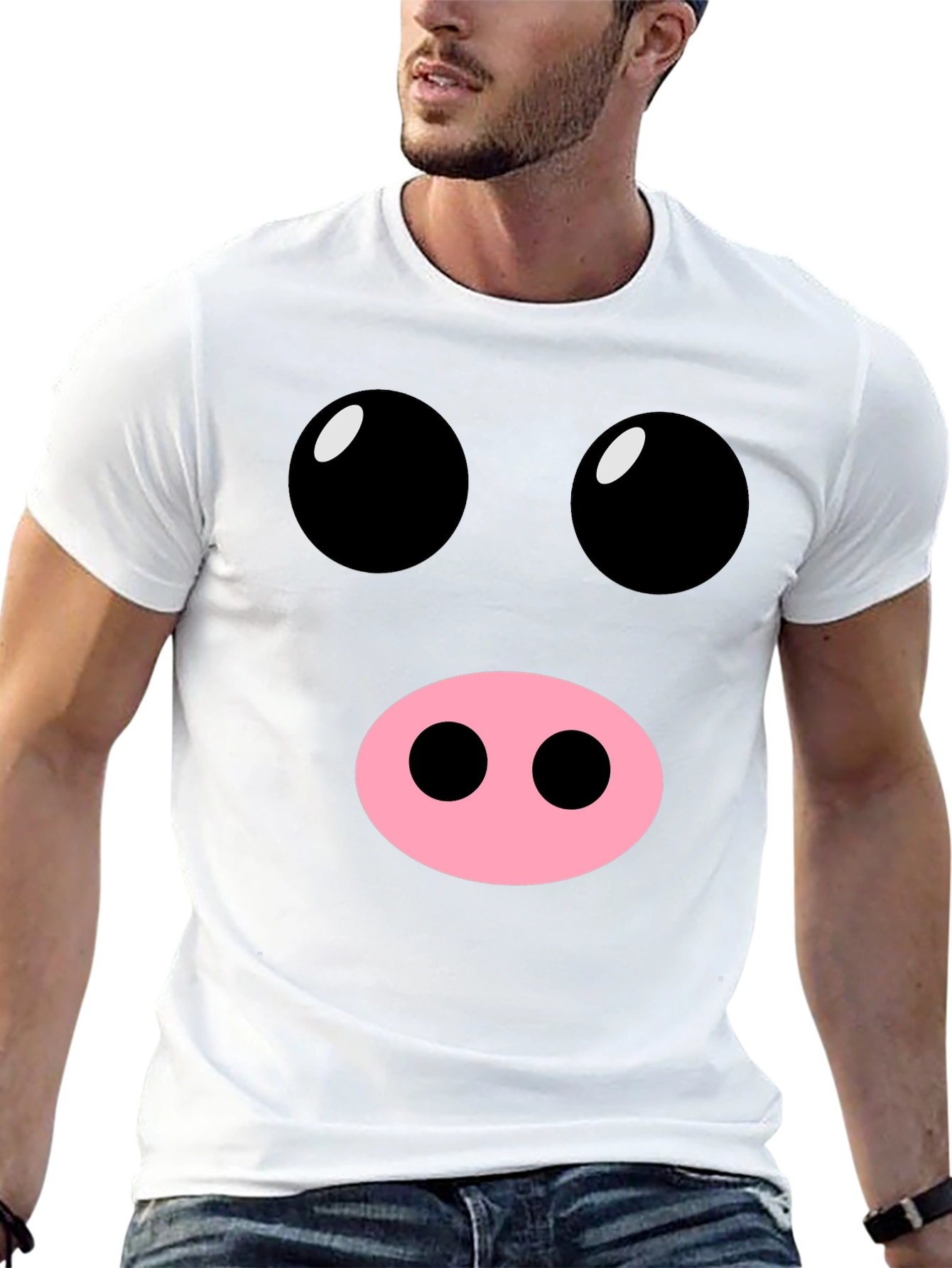Funny Pig Face Black T-Shirt