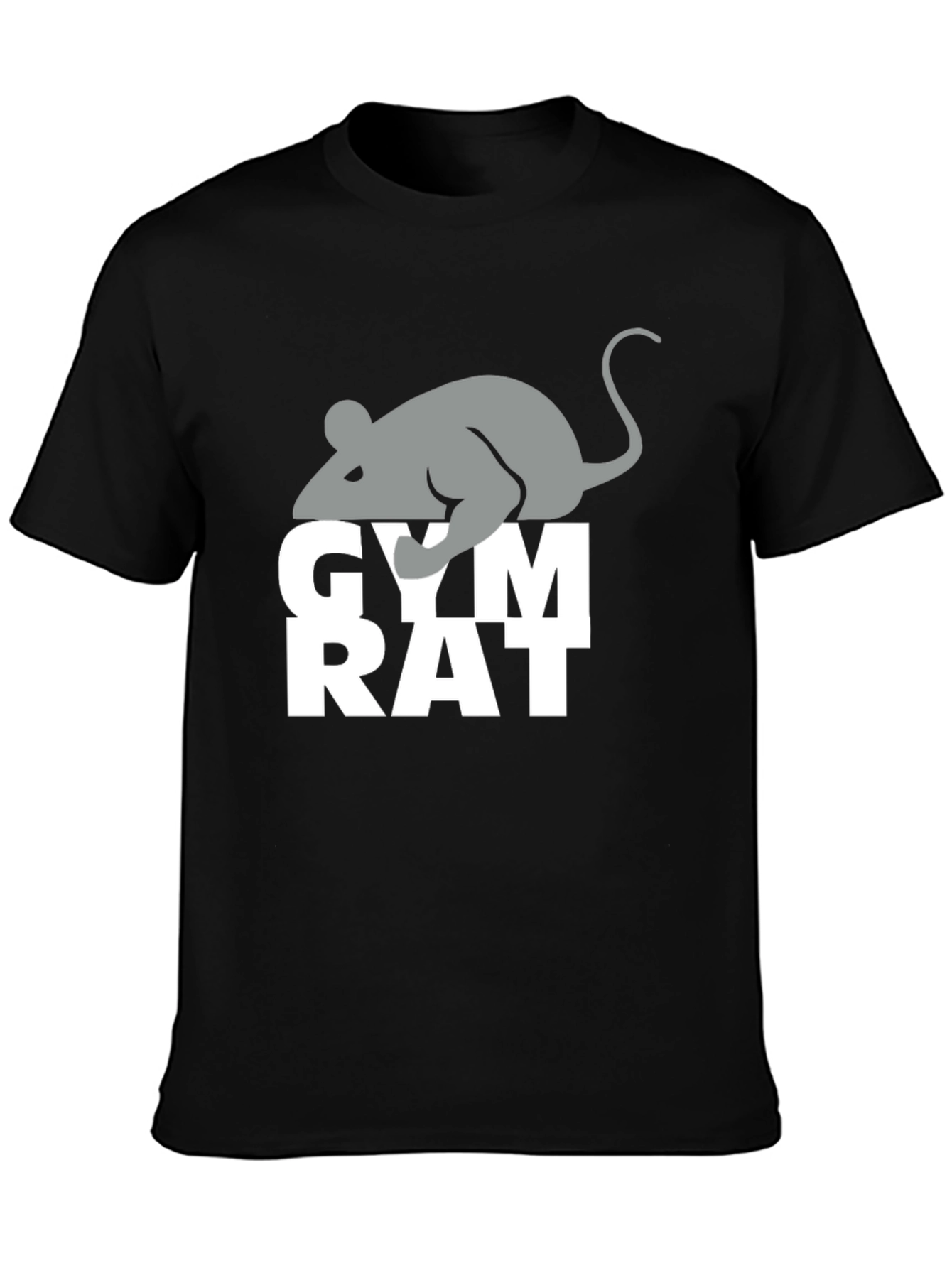 Gym Rat T-Shirt - Gray Mouse Graphic Black
