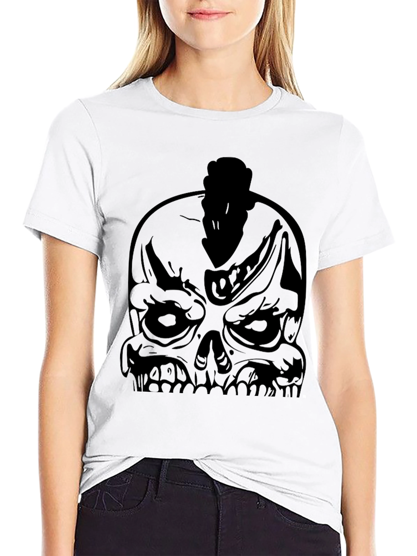 Skull Mohawk Graphic Black T-Shirt