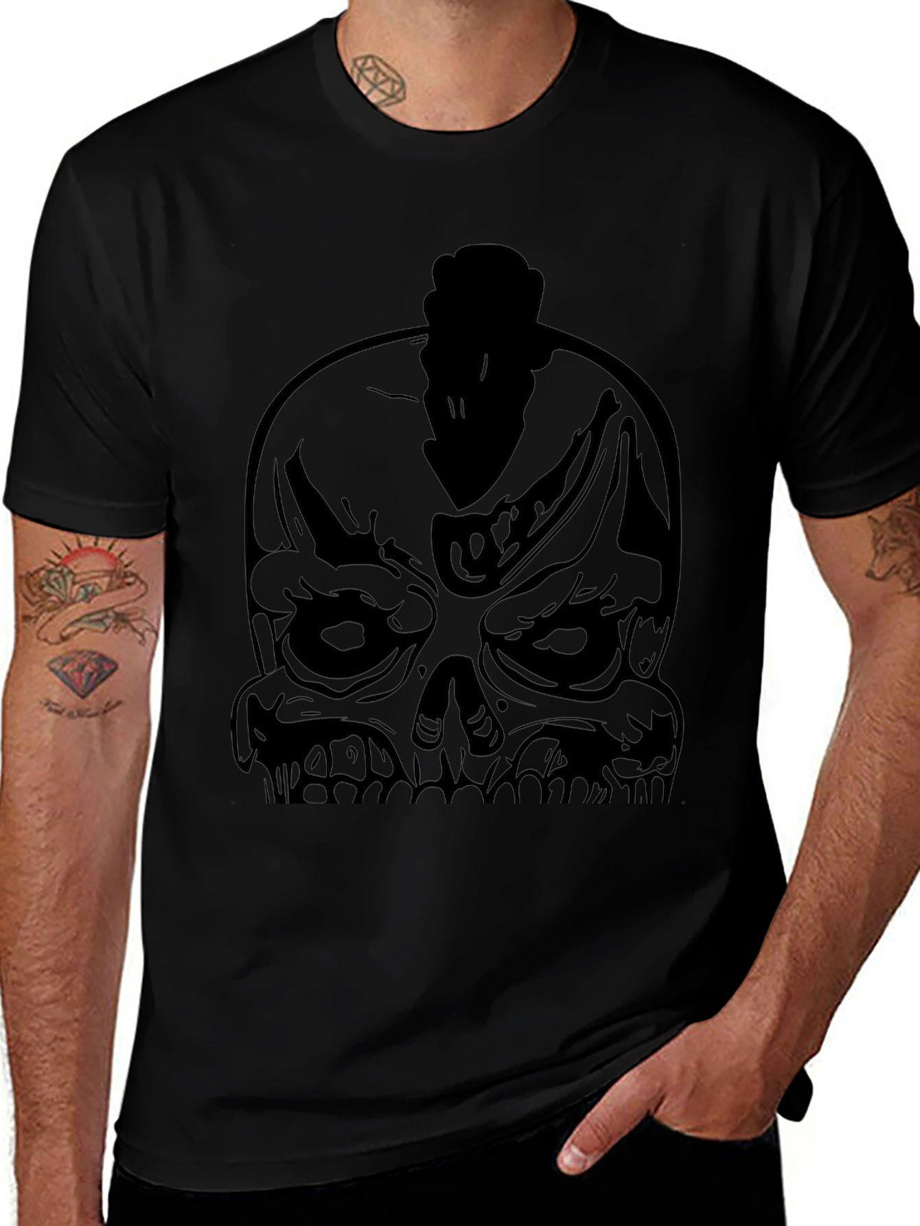 Skull Mohawk Graphic Black T-Shirt