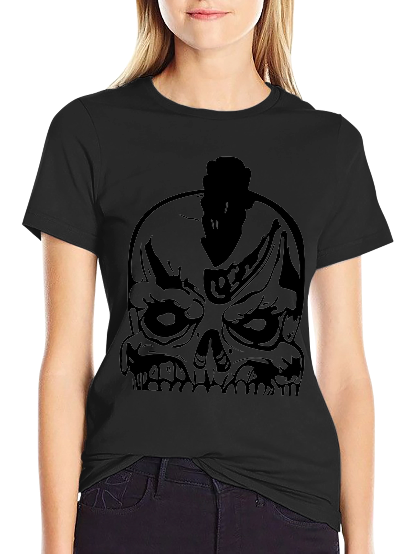 Skull Mohawk Graphic Black T-Shirt