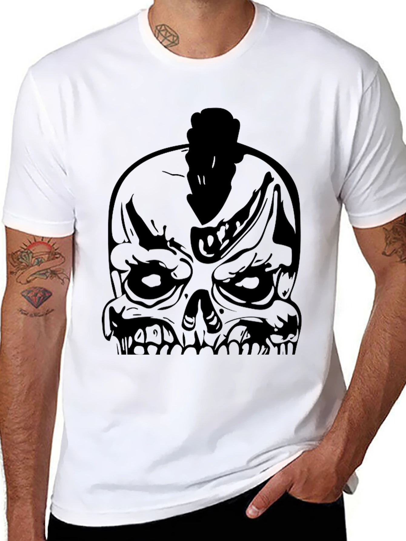 Skull Mohawk Graphic Black T-Shirt