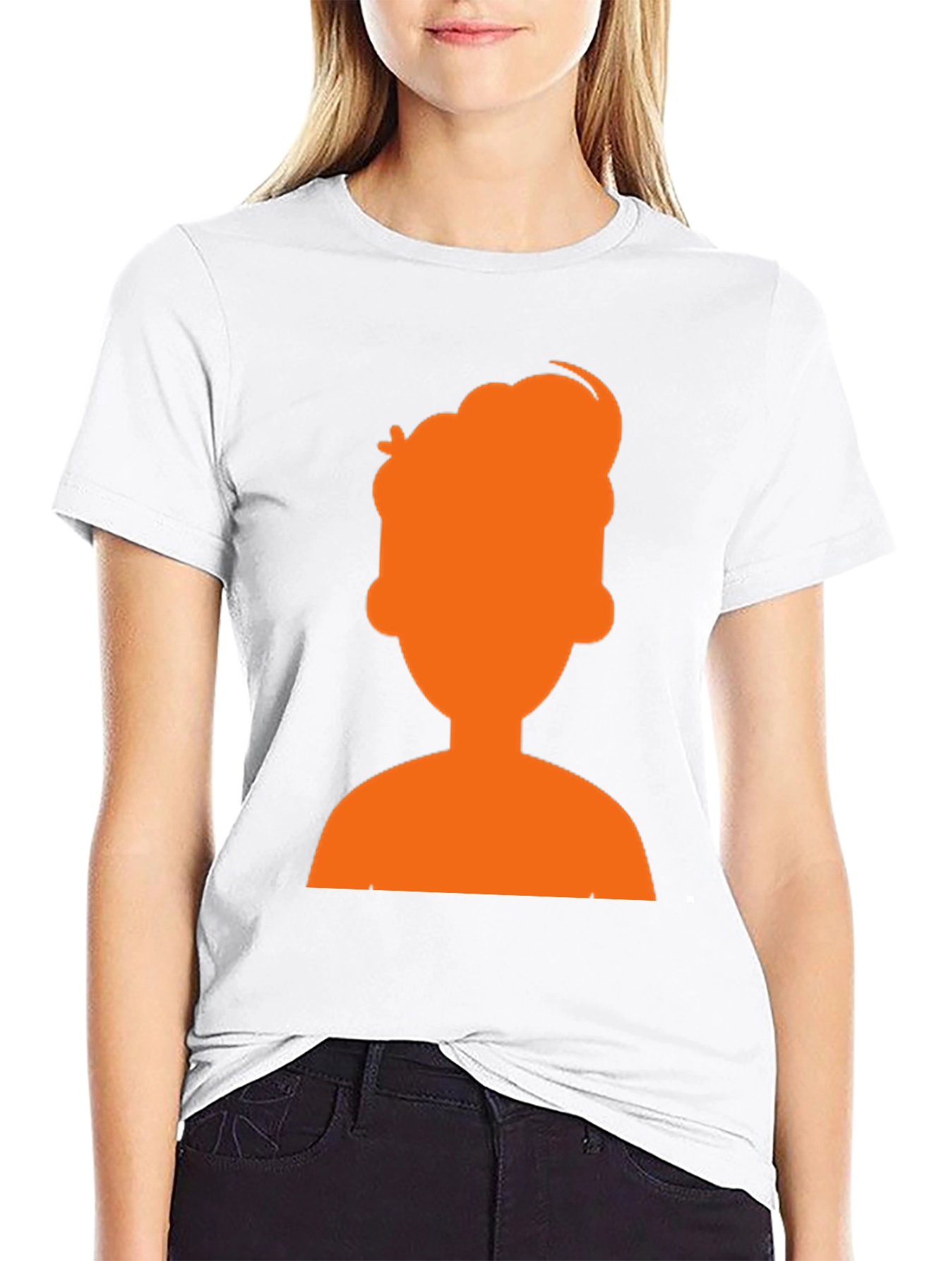 Orange Silhouette Graphic Black T-Shirt