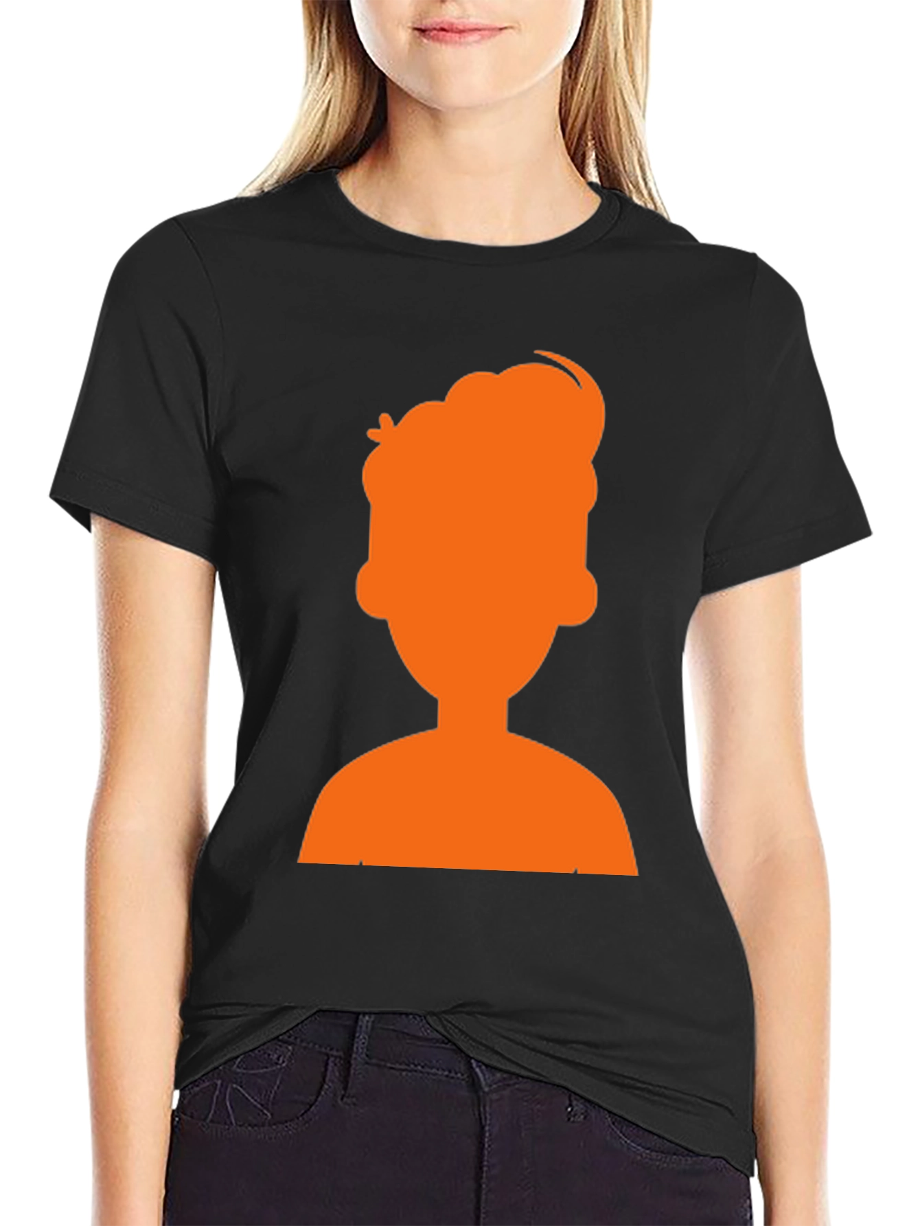Orange Silhouette Graphic Black T-Shirt