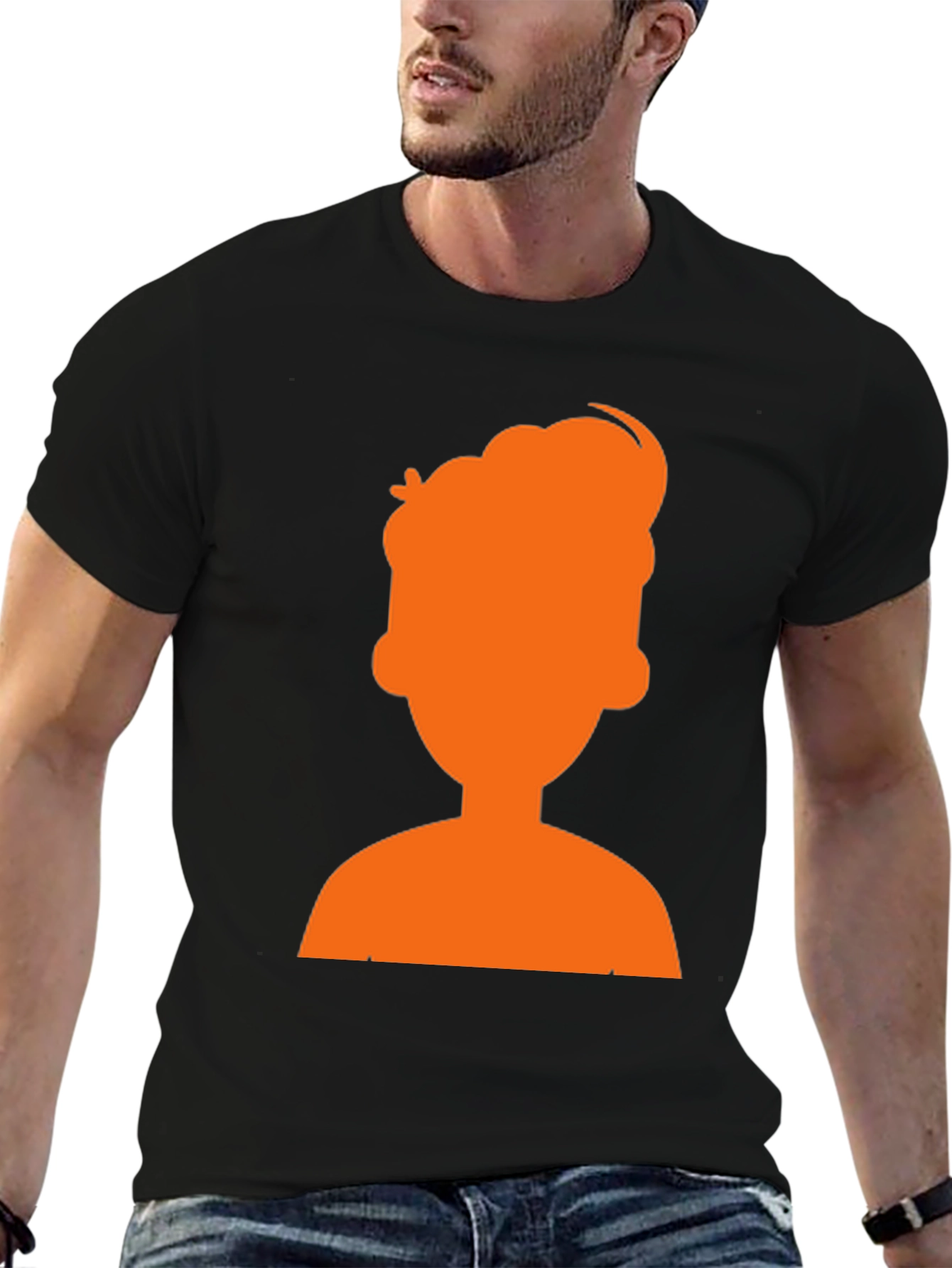 Orange Silhouette Graphic Black T-Shirt