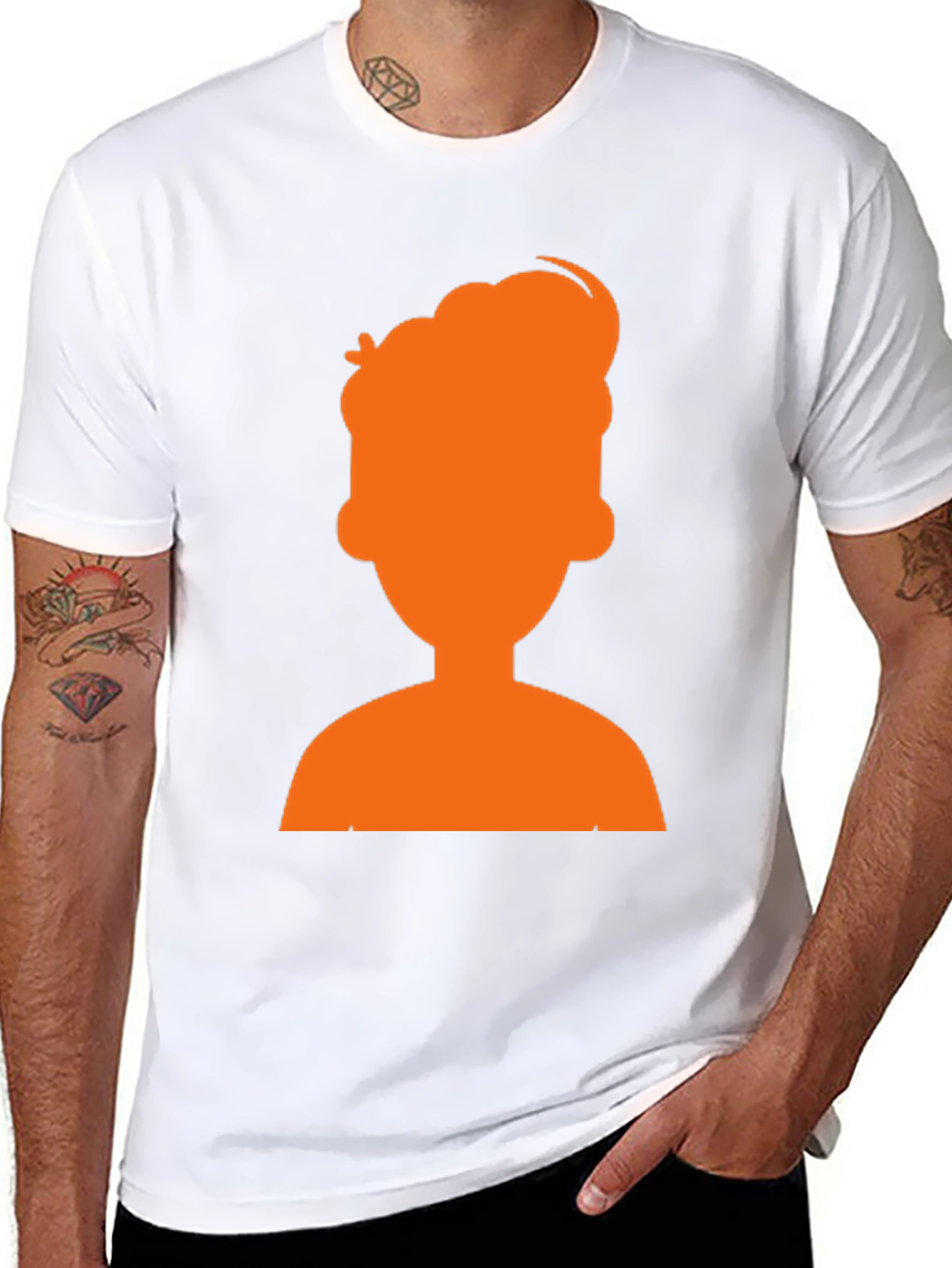 Orange Silhouette Graphic Black T-Shirt
