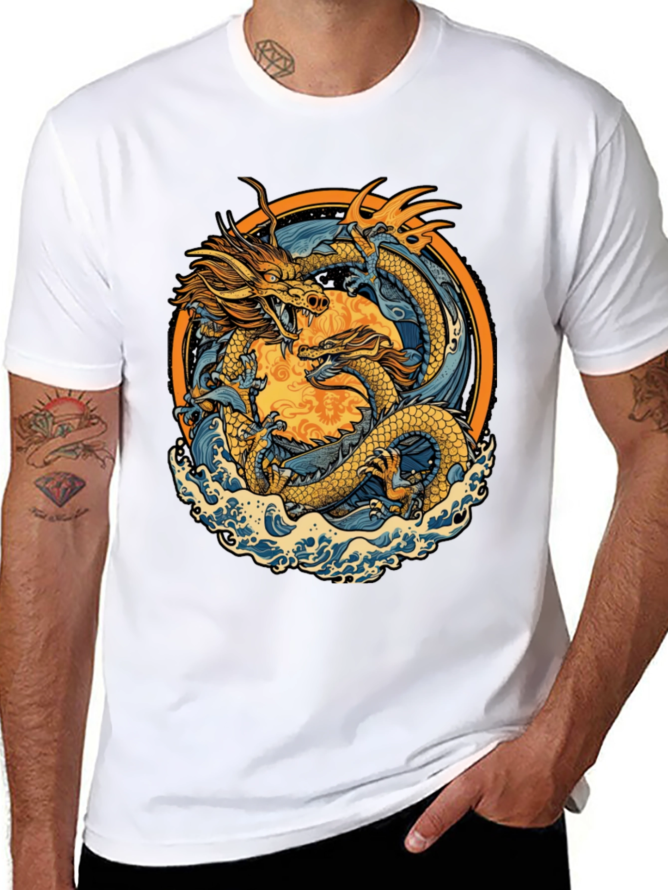 Dragon Graphic Tee - Black Casual Shirt