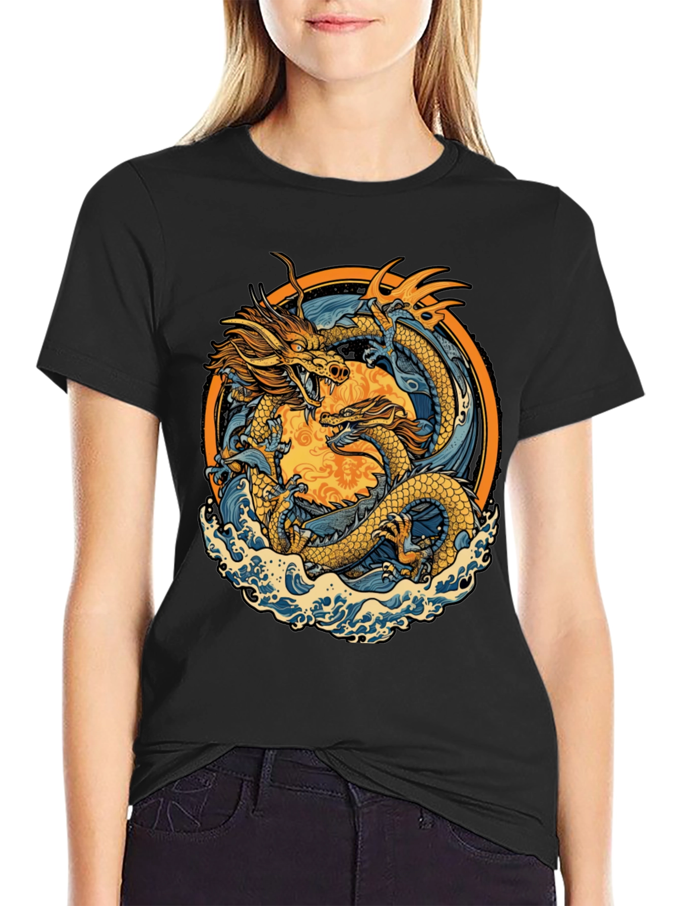 Dragon Graphic Tee - Black Casual Shirt