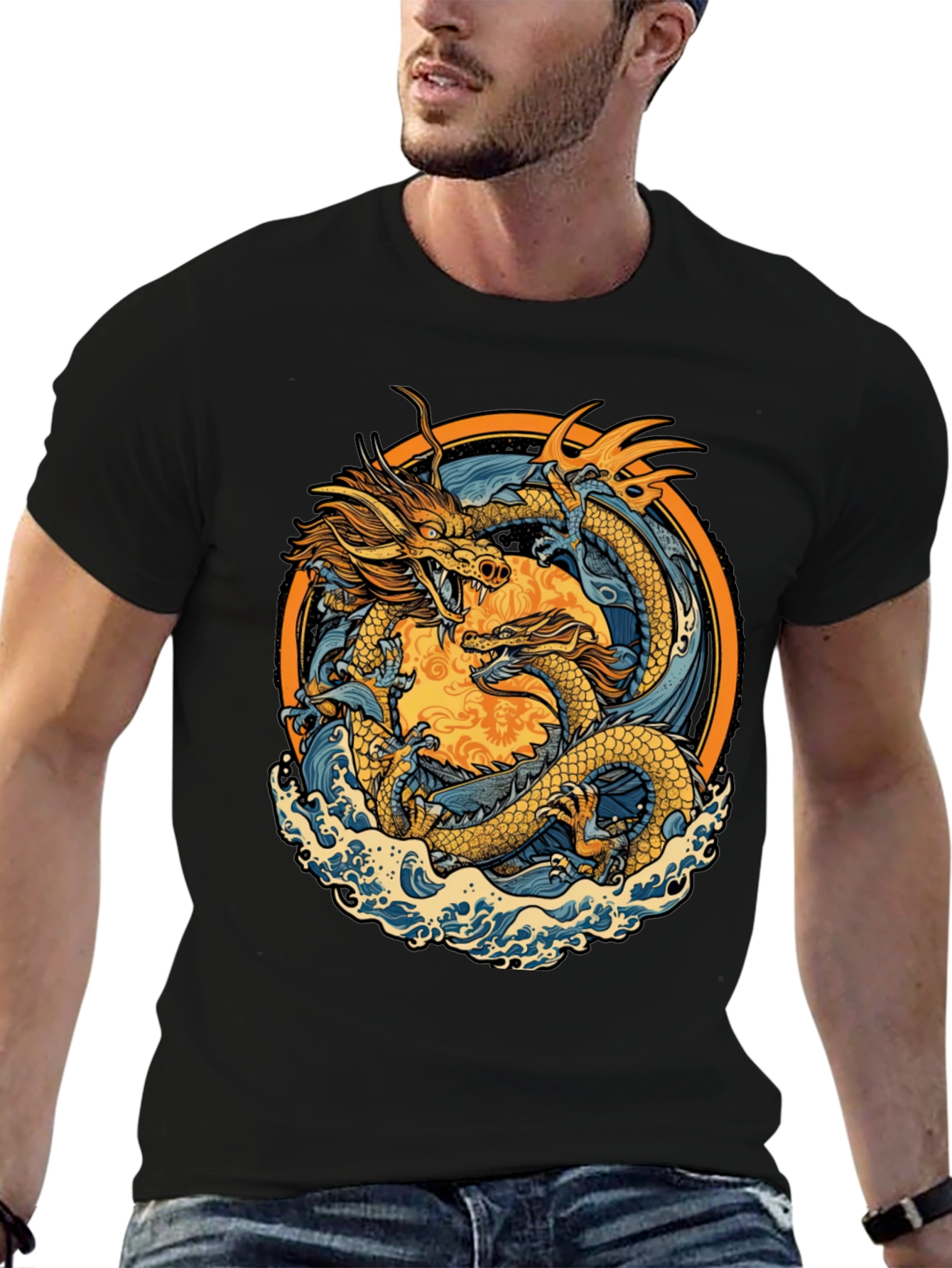 Dragon Graphic Tee - Black Casual Shirt