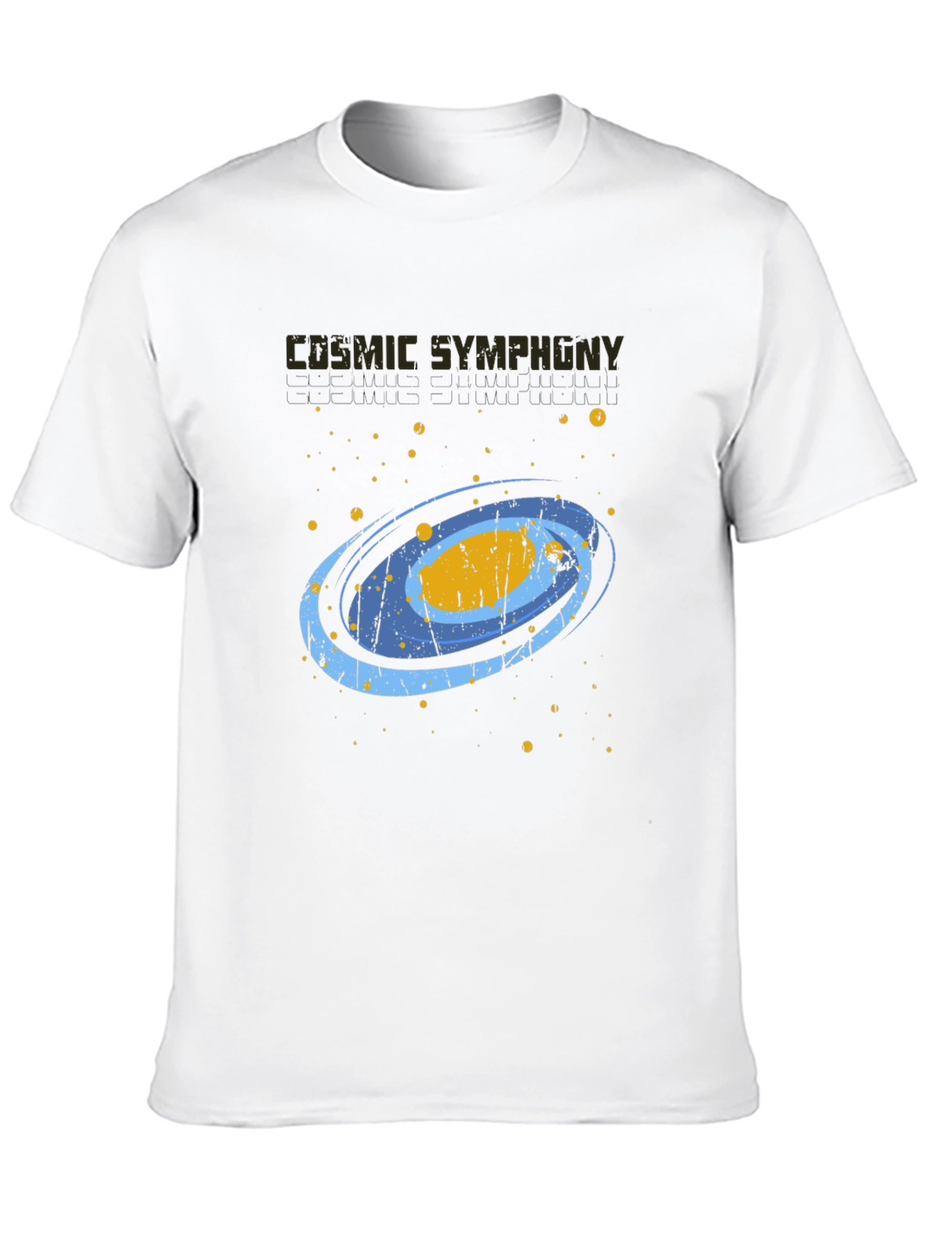 Cosmic Symphony Black Graphic T-Shirt