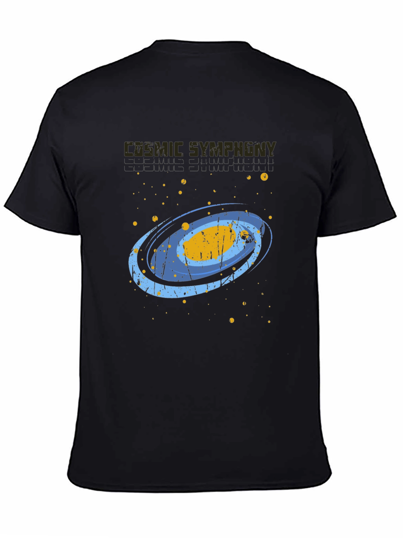 Cosmic Symphony Black Graphic T-Shirt