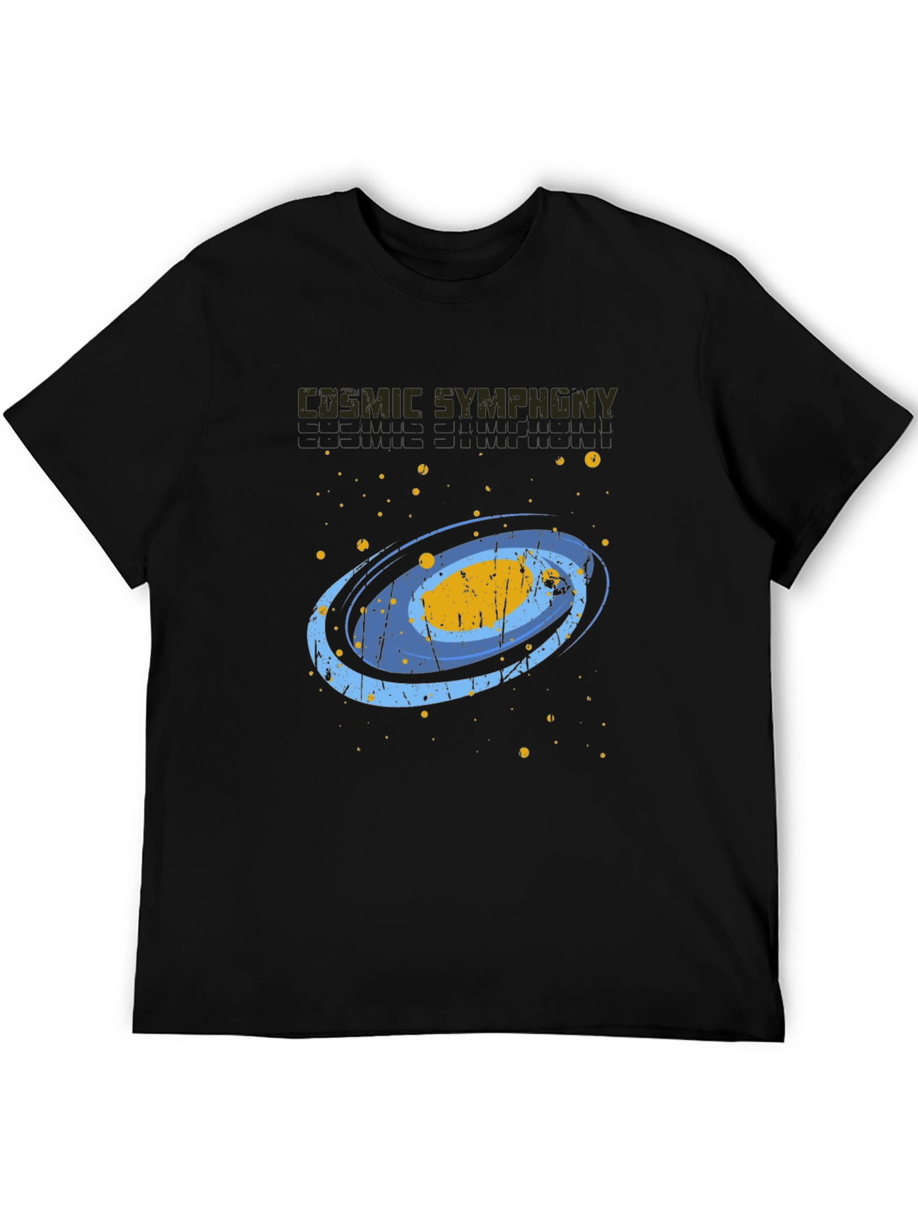 Cosmic Symphony Black Graphic T-Shirt
