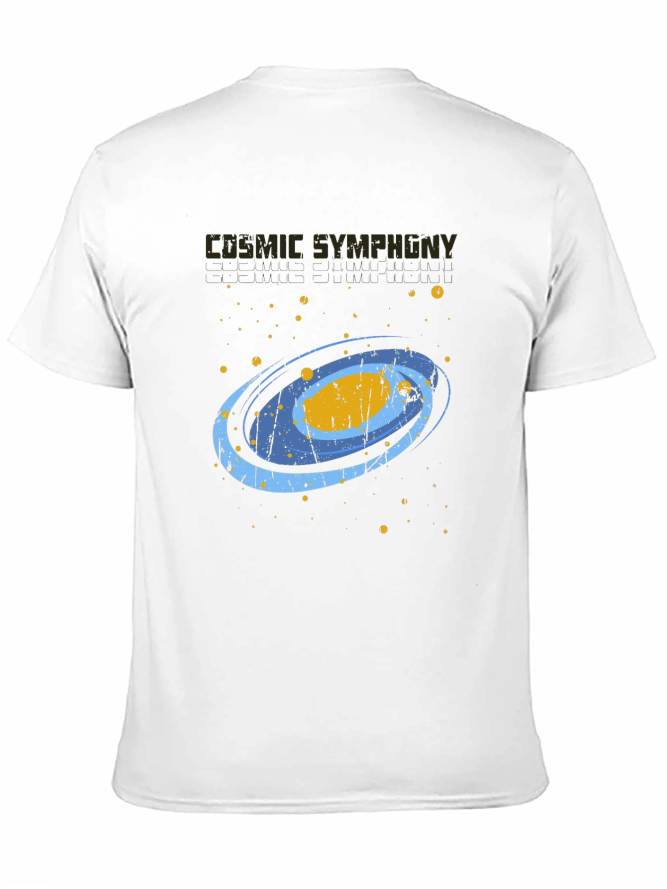Cosmic Symphony Black Graphic T-Shirt