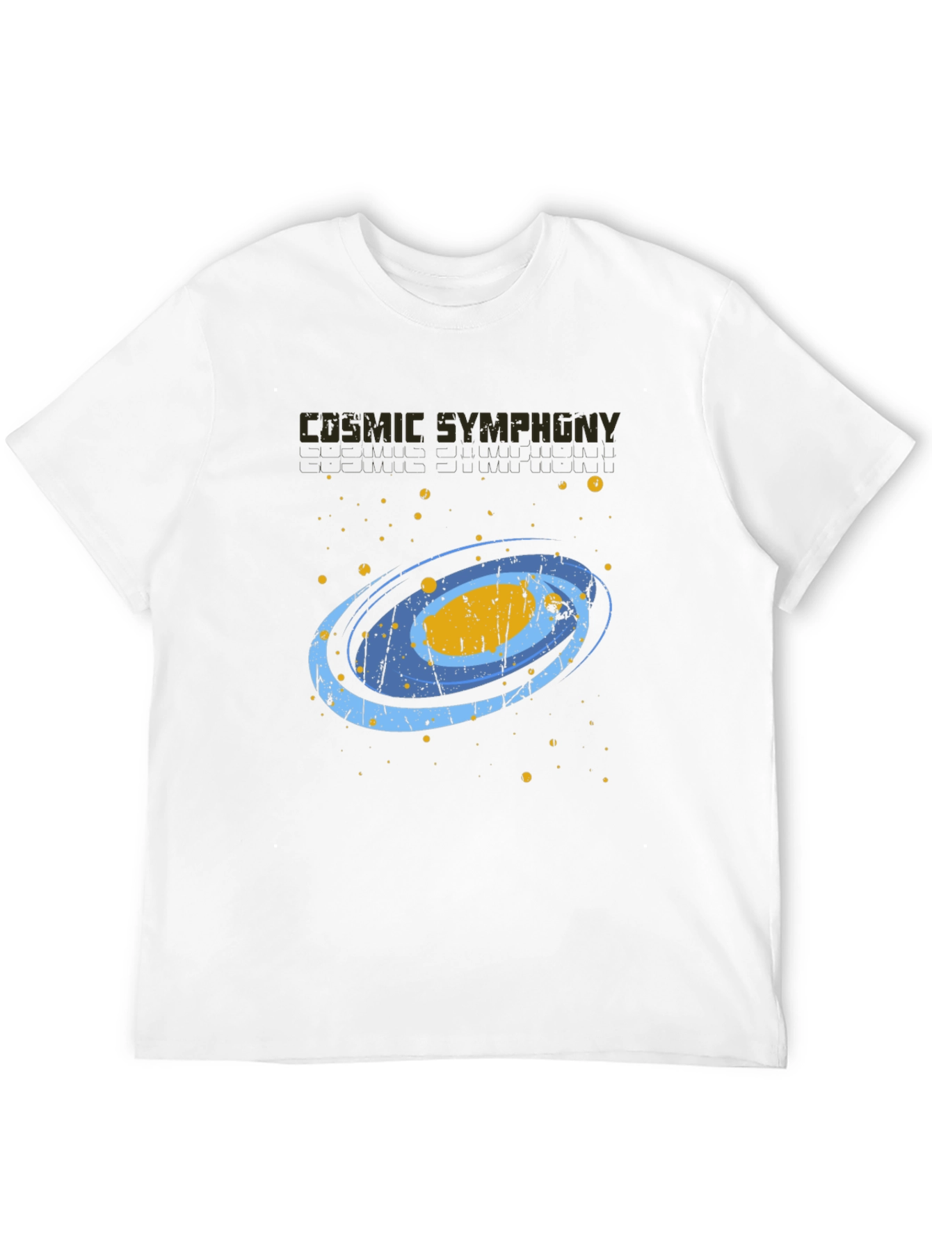 Cosmic Symphony Black Graphic T-Shirt