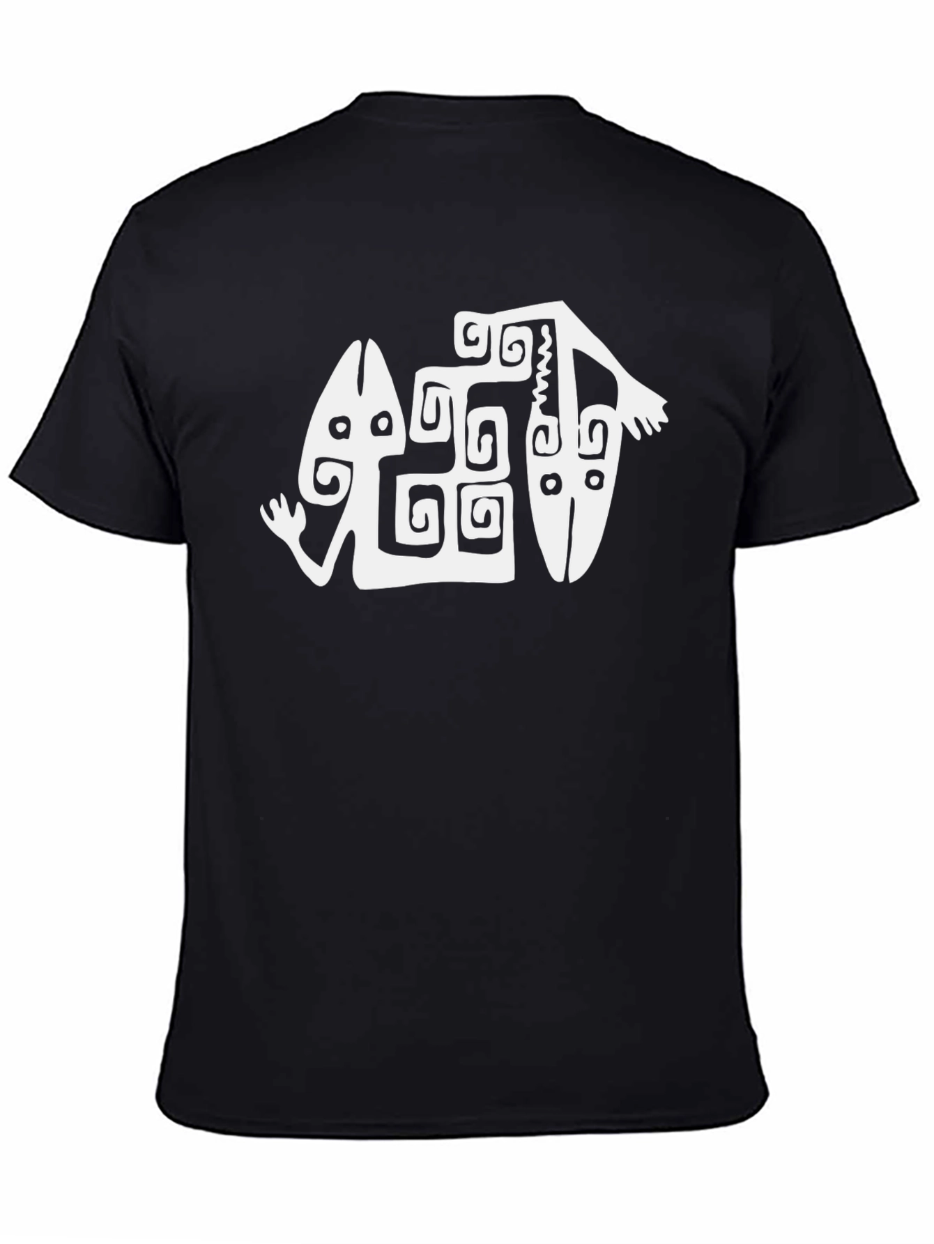 Tribal Art Graphic Tee - Black Cotton Blend
