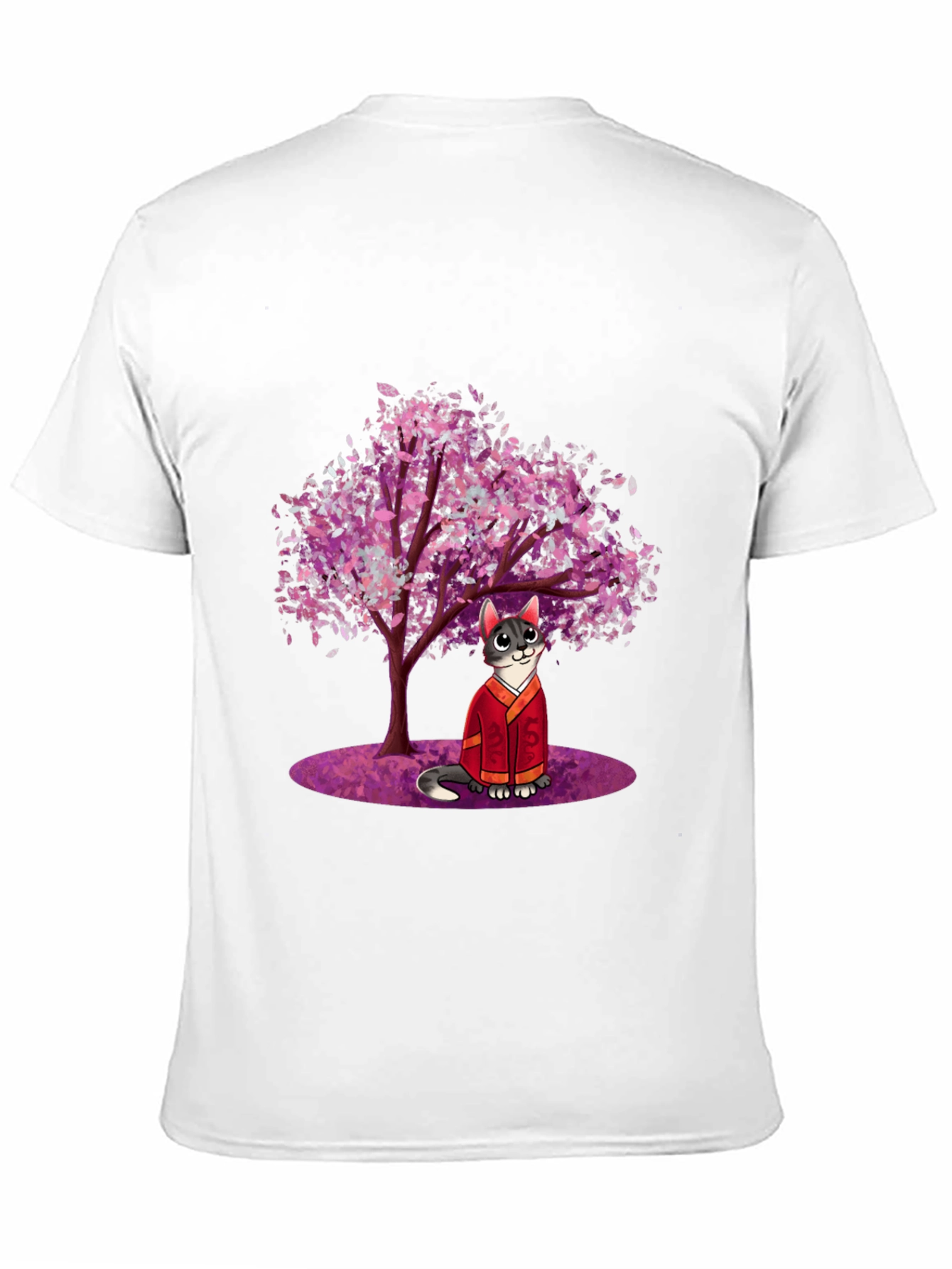 Cat in Kimono Under Cherry Tree - Graphic T-Shirt