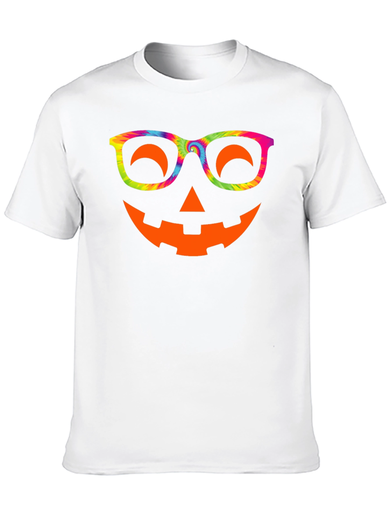 Halloween Pumpkin Face T-Shirt Tie Dye Glasses Tee