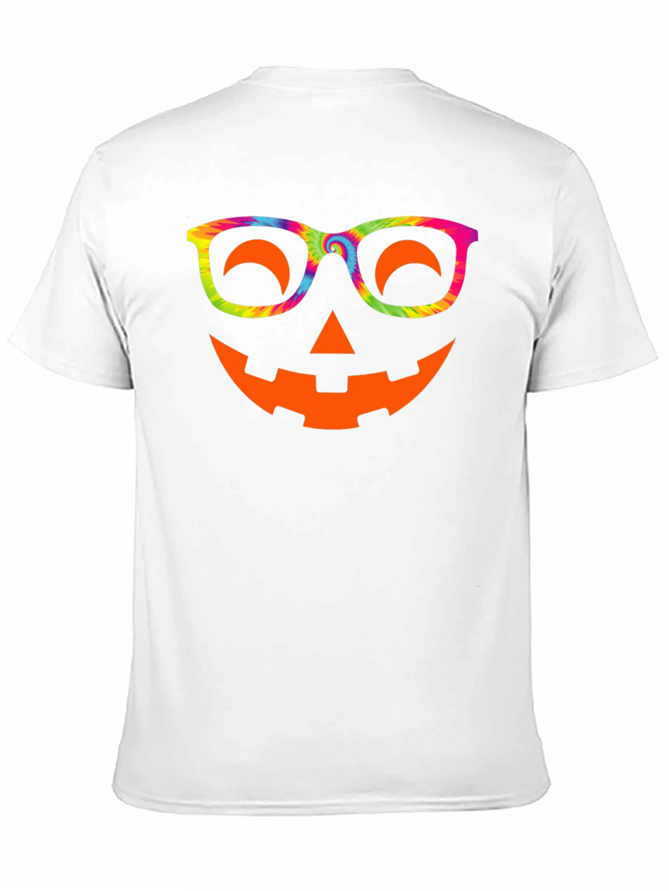 Halloween Pumpkin Face T-Shirt Tie Dye Glasses Tee