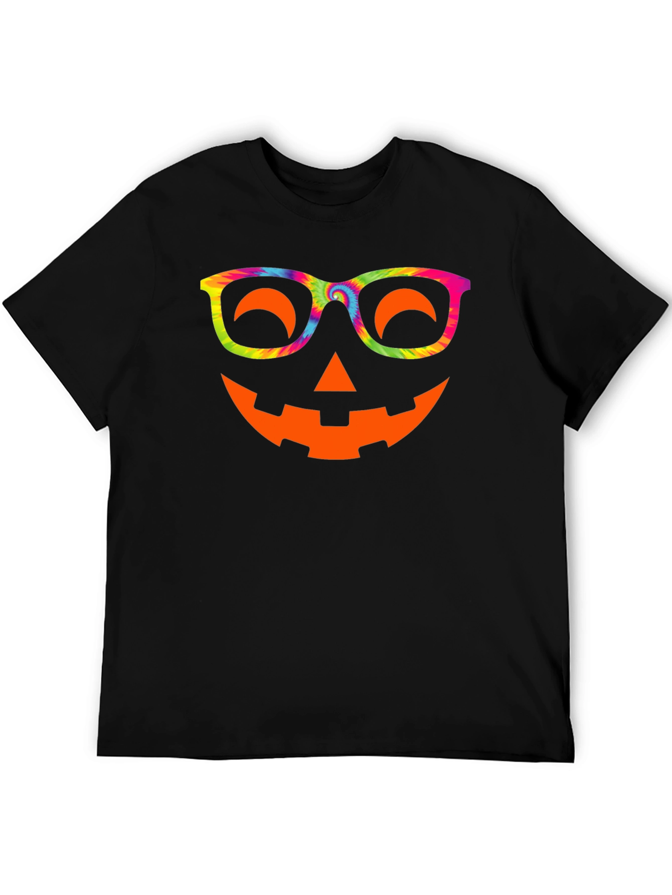 Halloween Pumpkin Face T-Shirt Tie Dye Glasses Tee