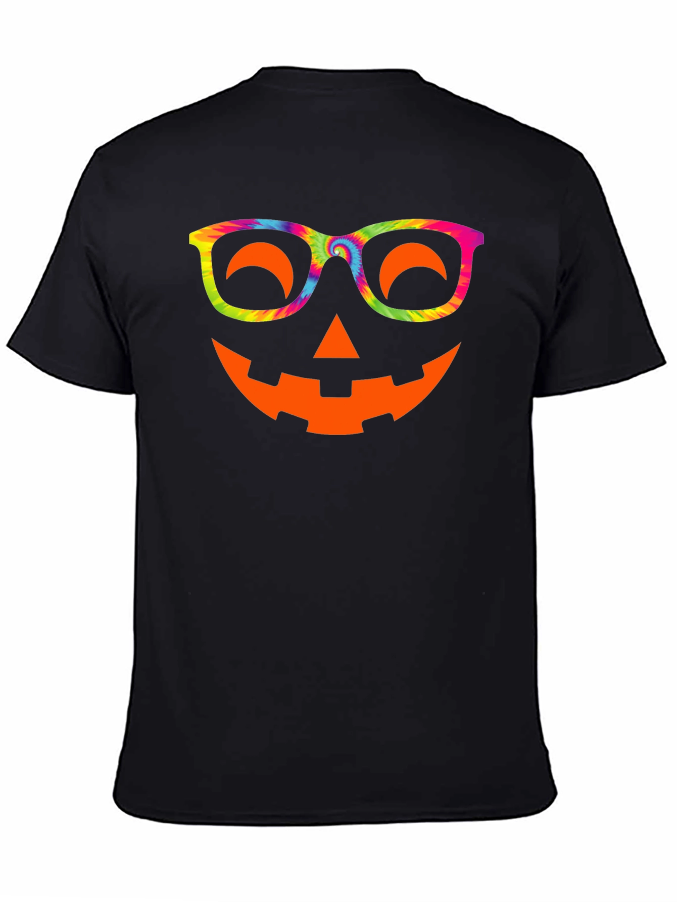 Halloween Pumpkin Face T-Shirt Tie Dye Glasses Tee
