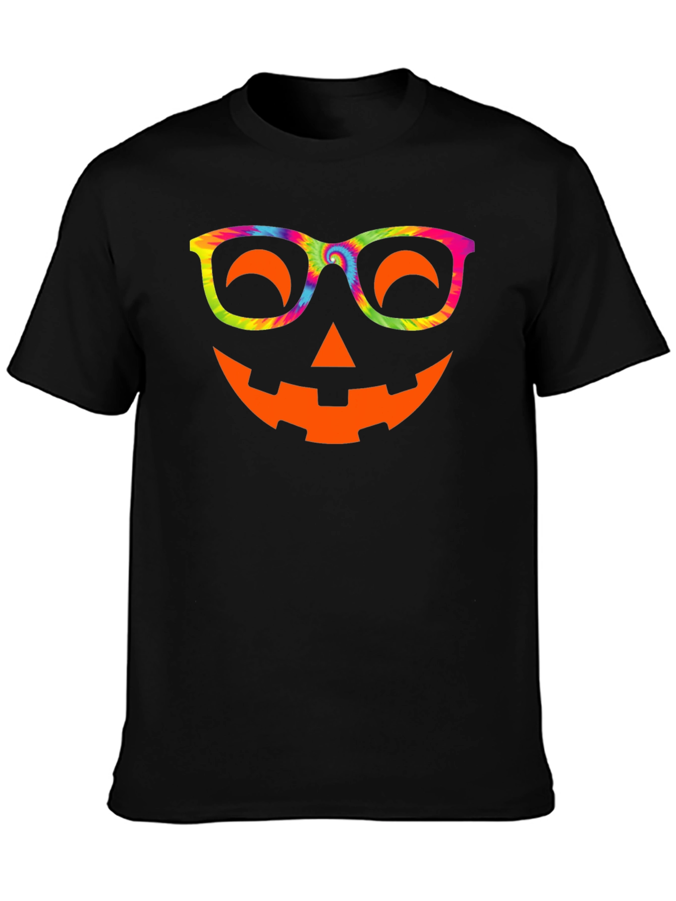 Halloween Pumpkin Face T-Shirt Tie Dye Glasses Tee