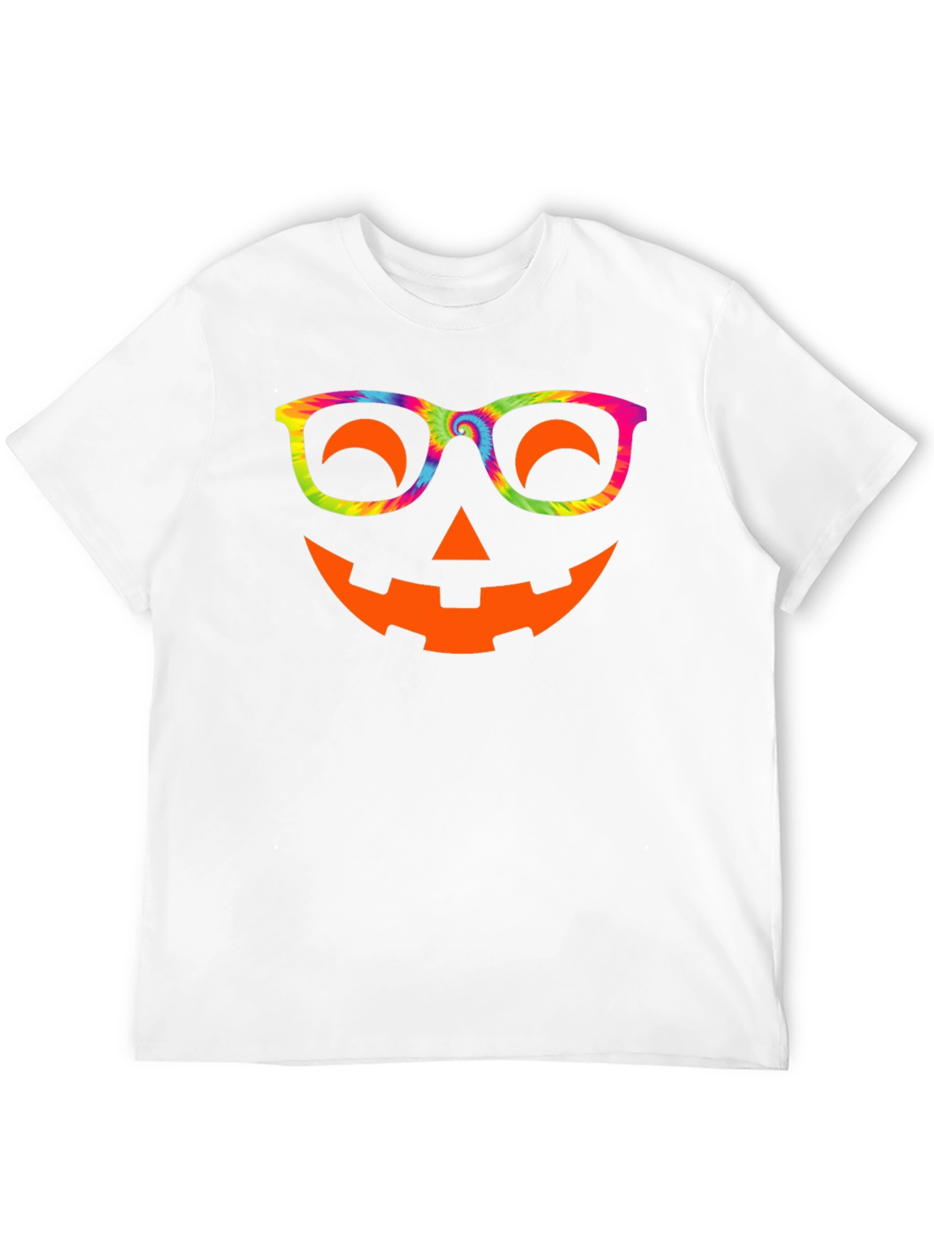 Halloween Pumpkin Face T-Shirt Tie Dye Glasses Tee