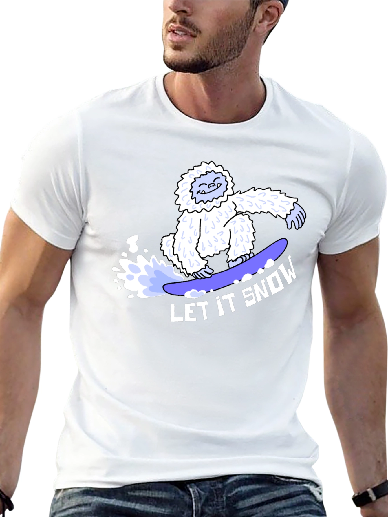 Let it Snow Bigfoot Snowboarding Graphic Tee - Black