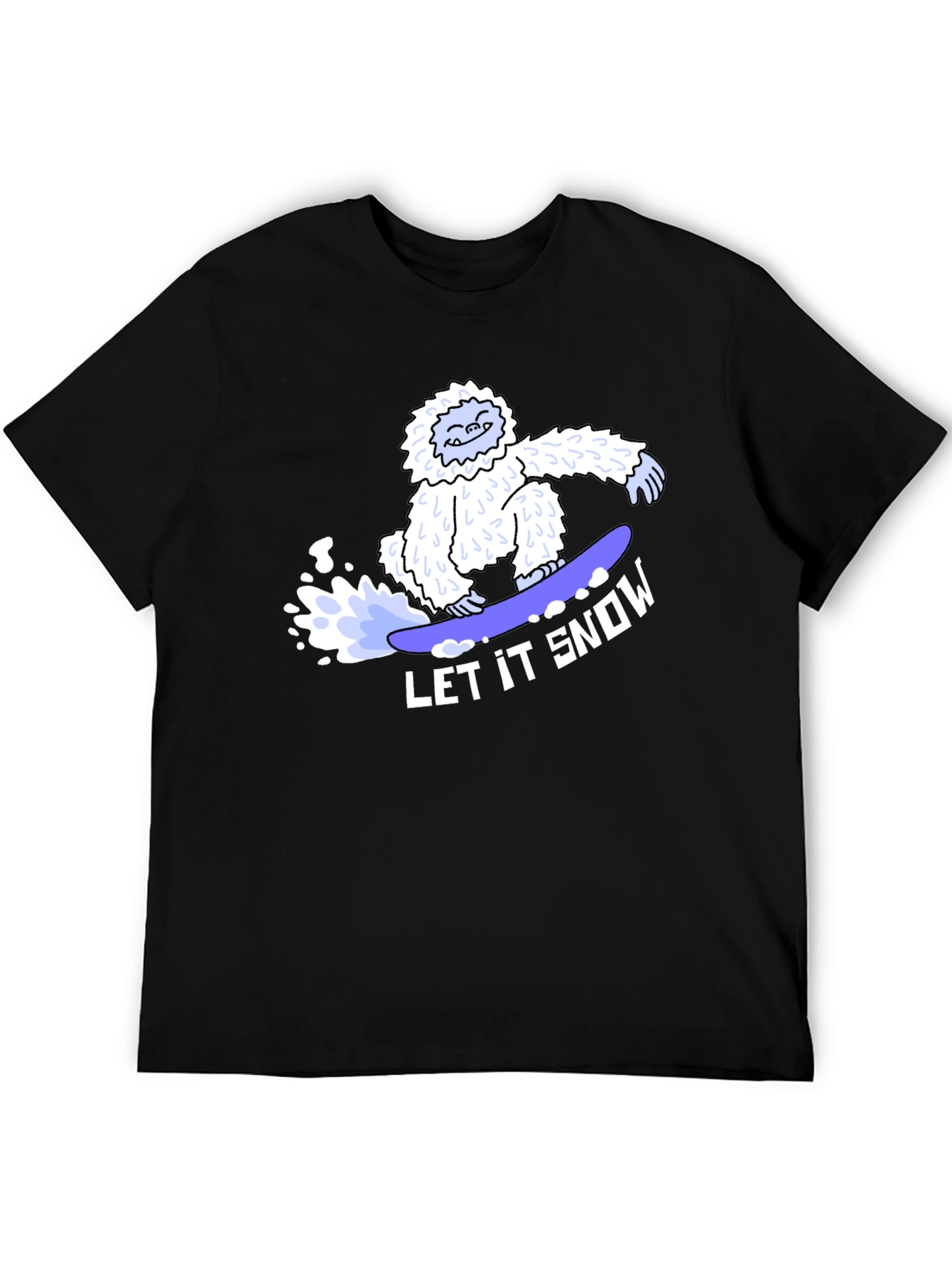 Let it Snow Bigfoot Snowboarding Graphic Tee - Black