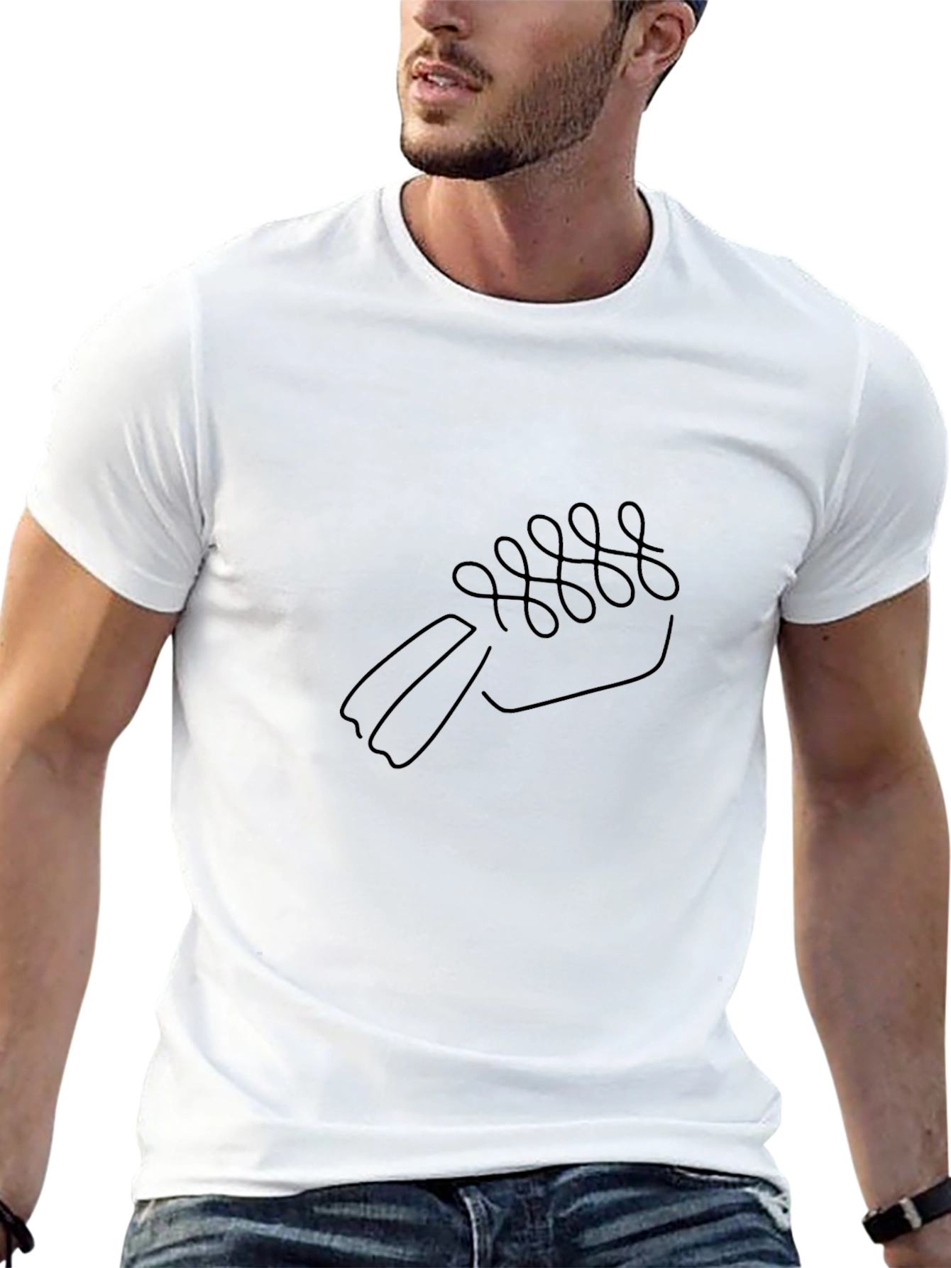 Minimalist Shoe Line Art Black T-Shirt