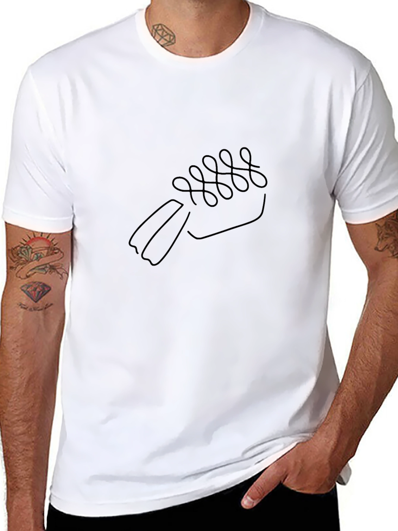 Minimalist Shoe Line Art Black T-Shirt