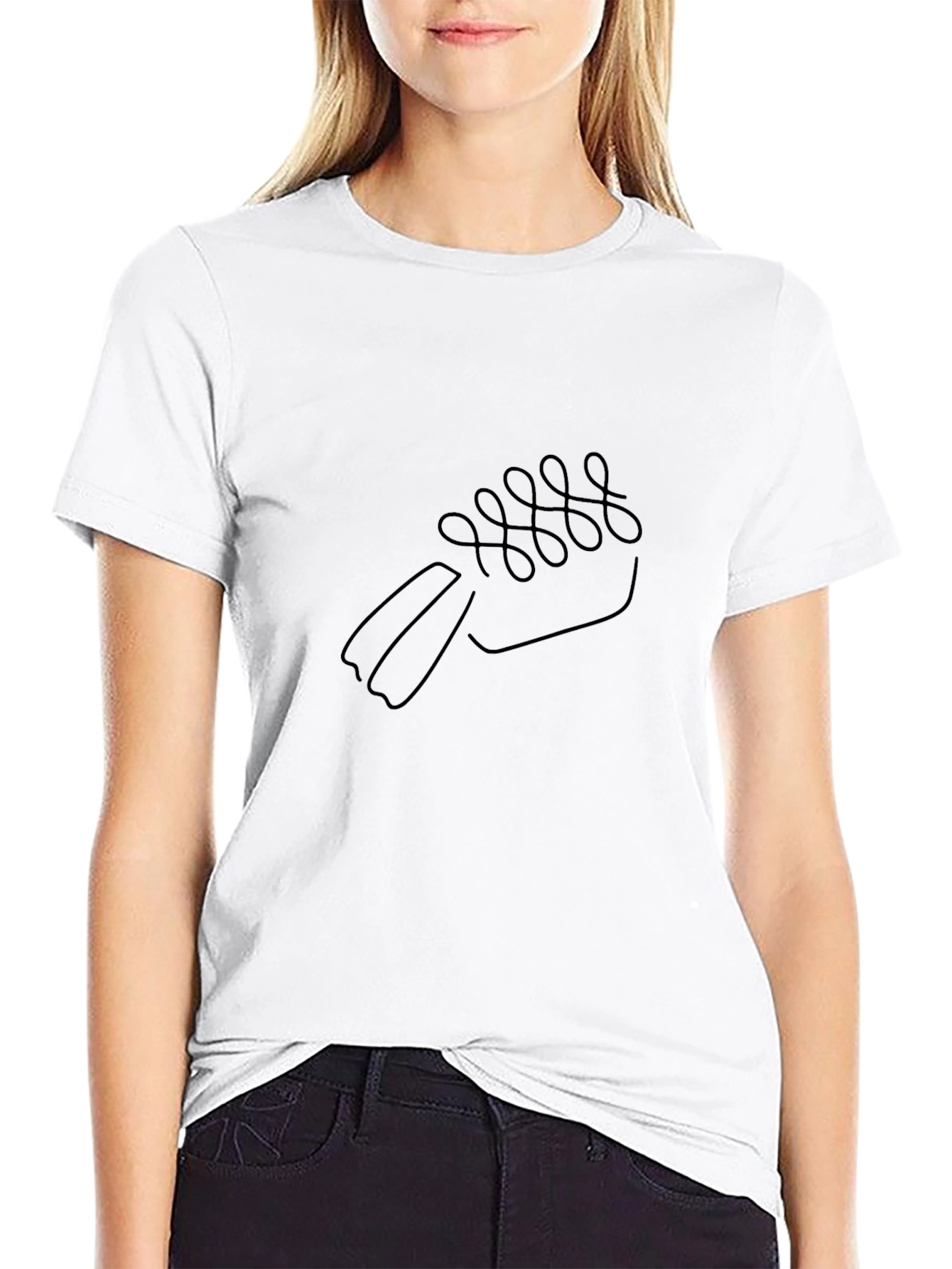 Minimalist Shoe Line Art Black T-Shirt