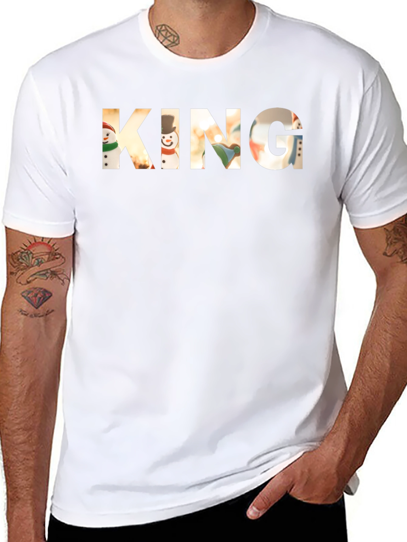King Christmas Snowman Graphic T-Shirt